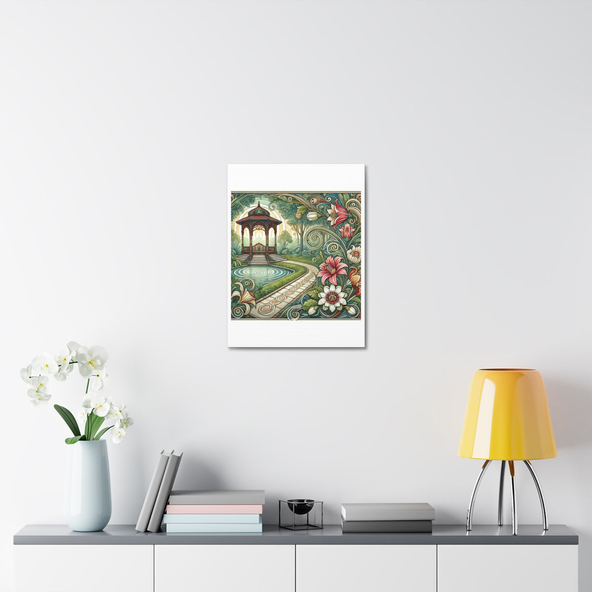 Botanical Gazebo Garden Art Nouveau Canvas Wall Art