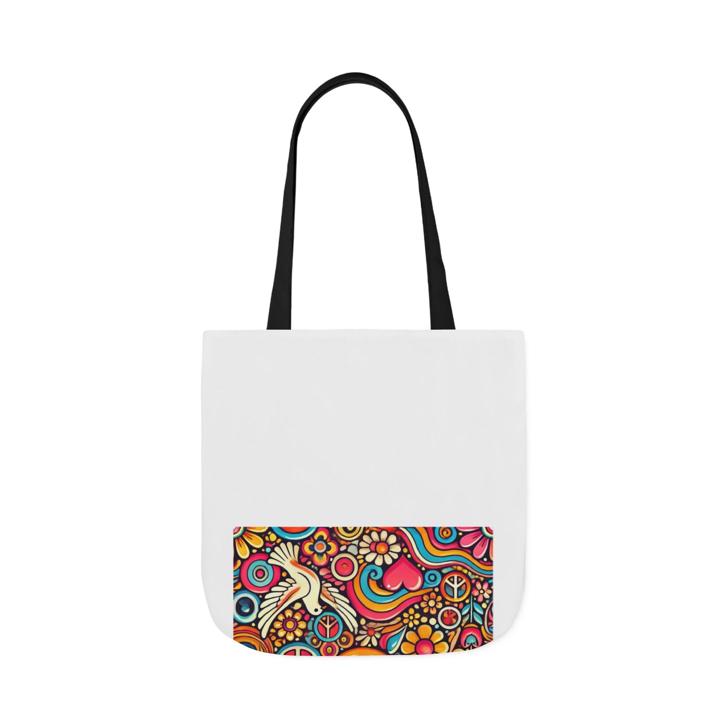 Colorful Peace Floral Pattern Canvas Tote Bag