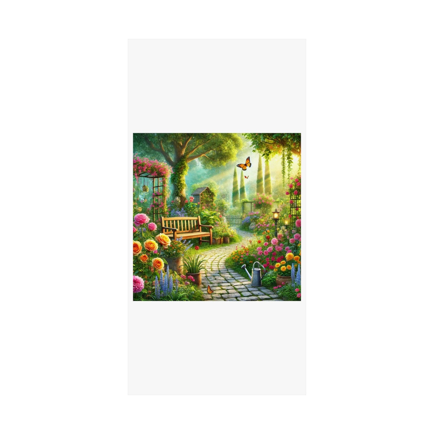 Sunlit Spring Flower Garden Bench Poster
