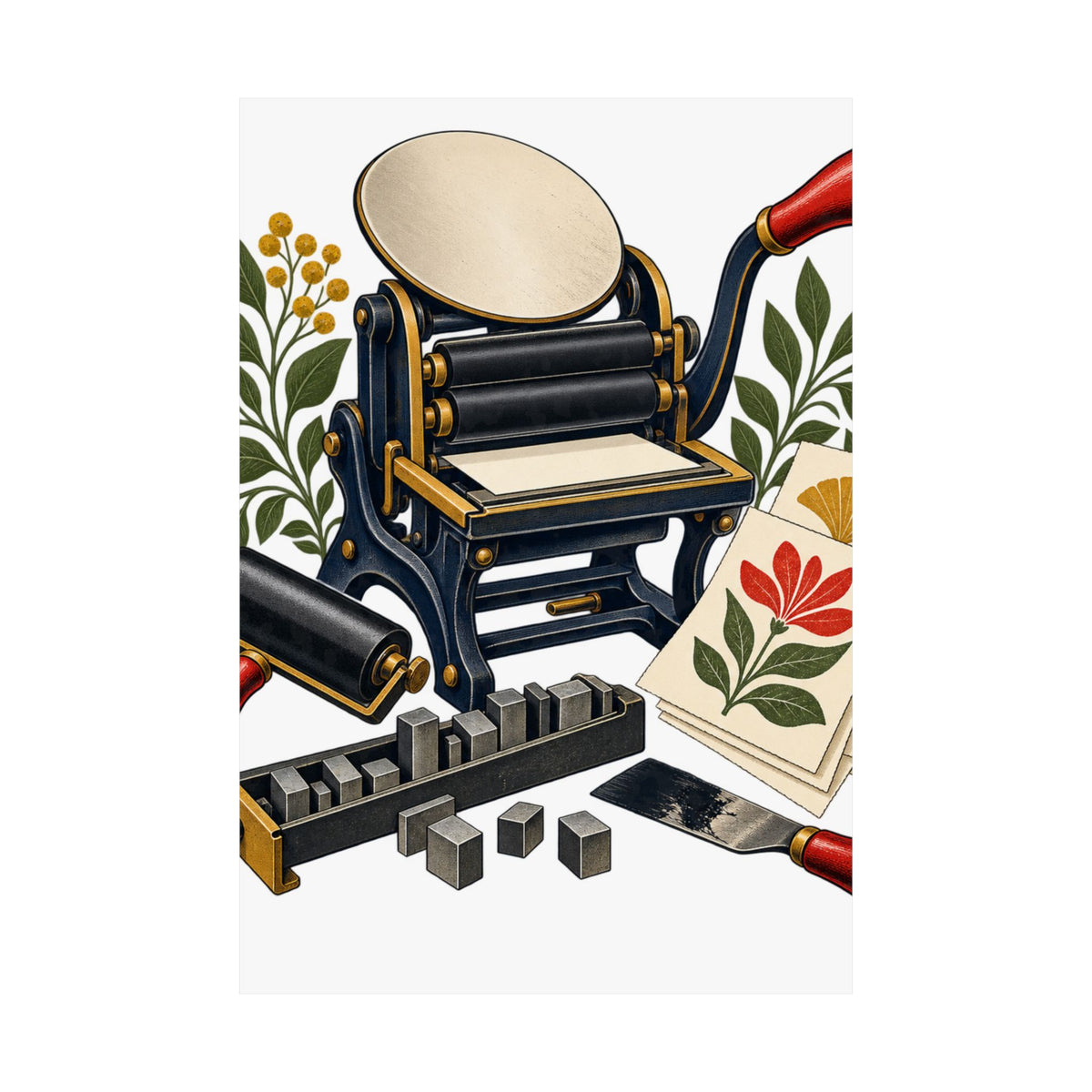 Botanical Letterpress Printshop Poster