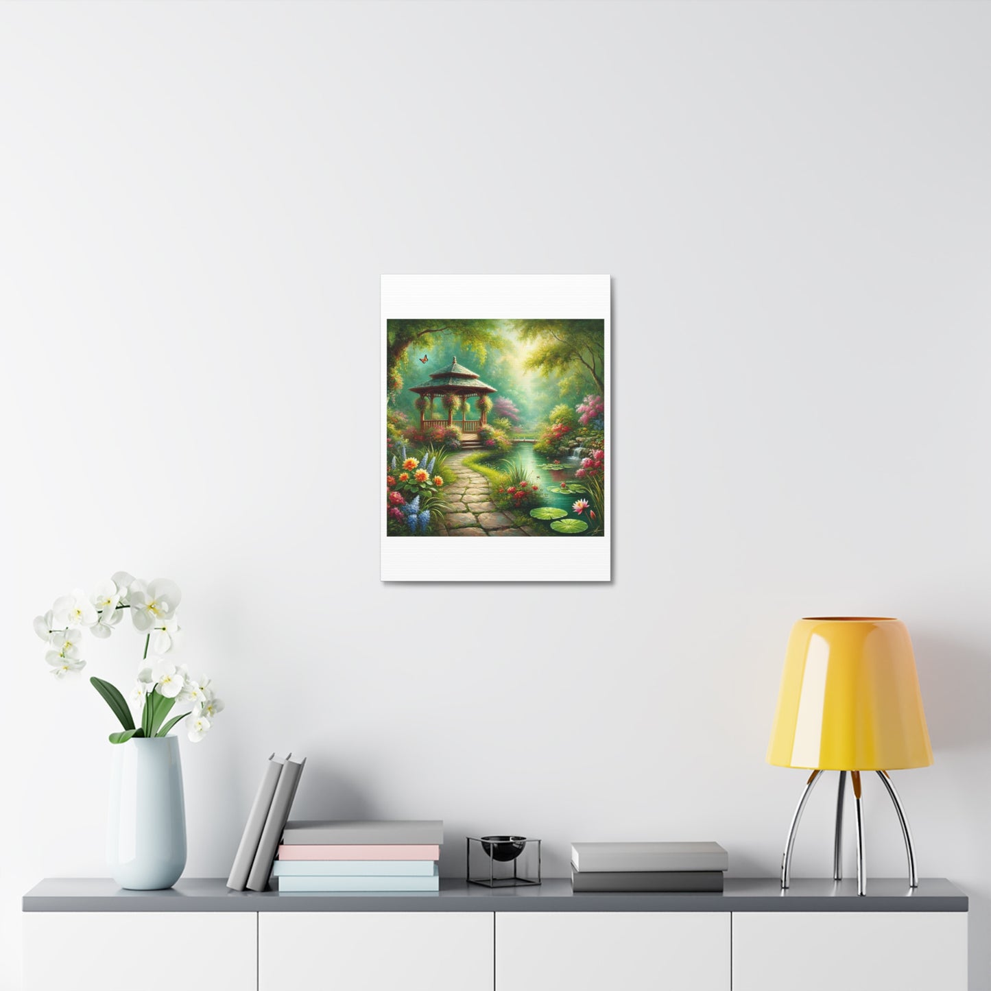Spring Garden Gazebo Floral Landscape Canvas