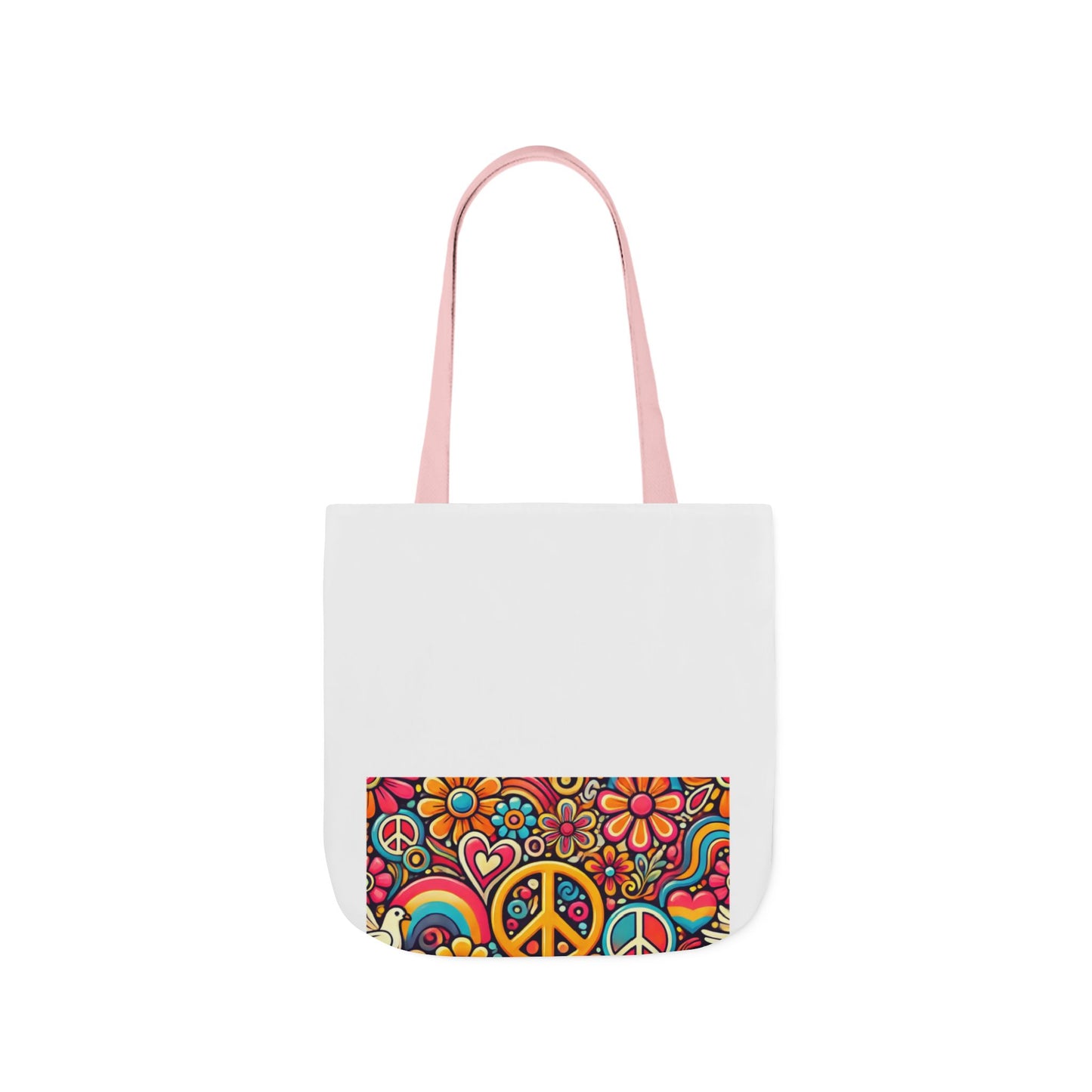 Colorful Peace Floral Pattern Canvas Tote Bag