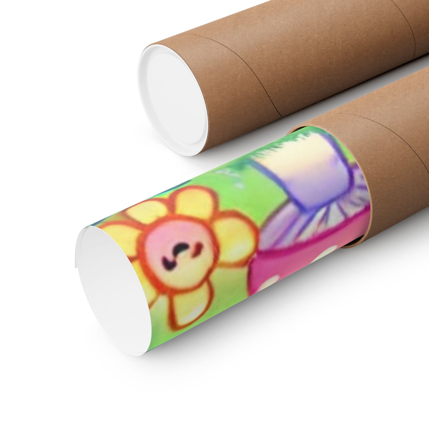 Pastel Panda and Bunny Rainbow Garden Wall Art Poster