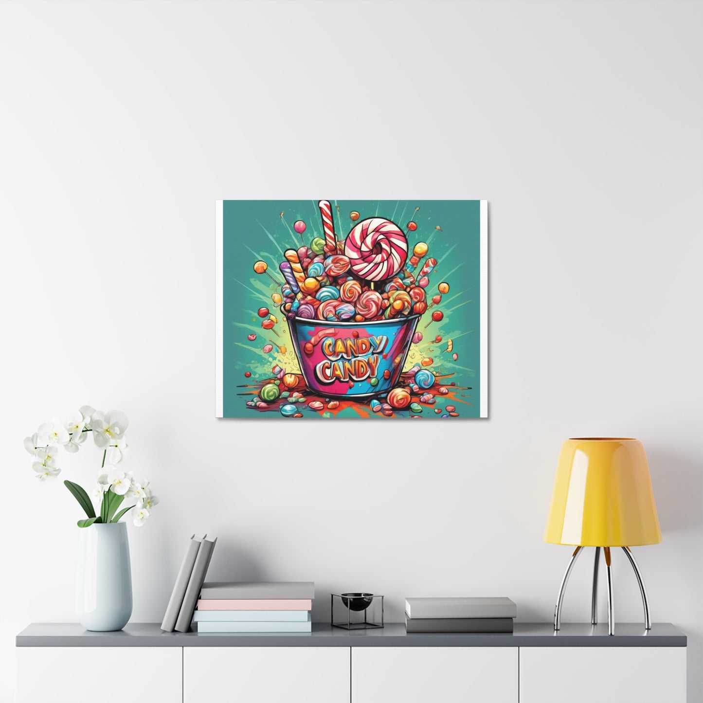 Holiday Candy Bucket Sweets Gift Art Canvas