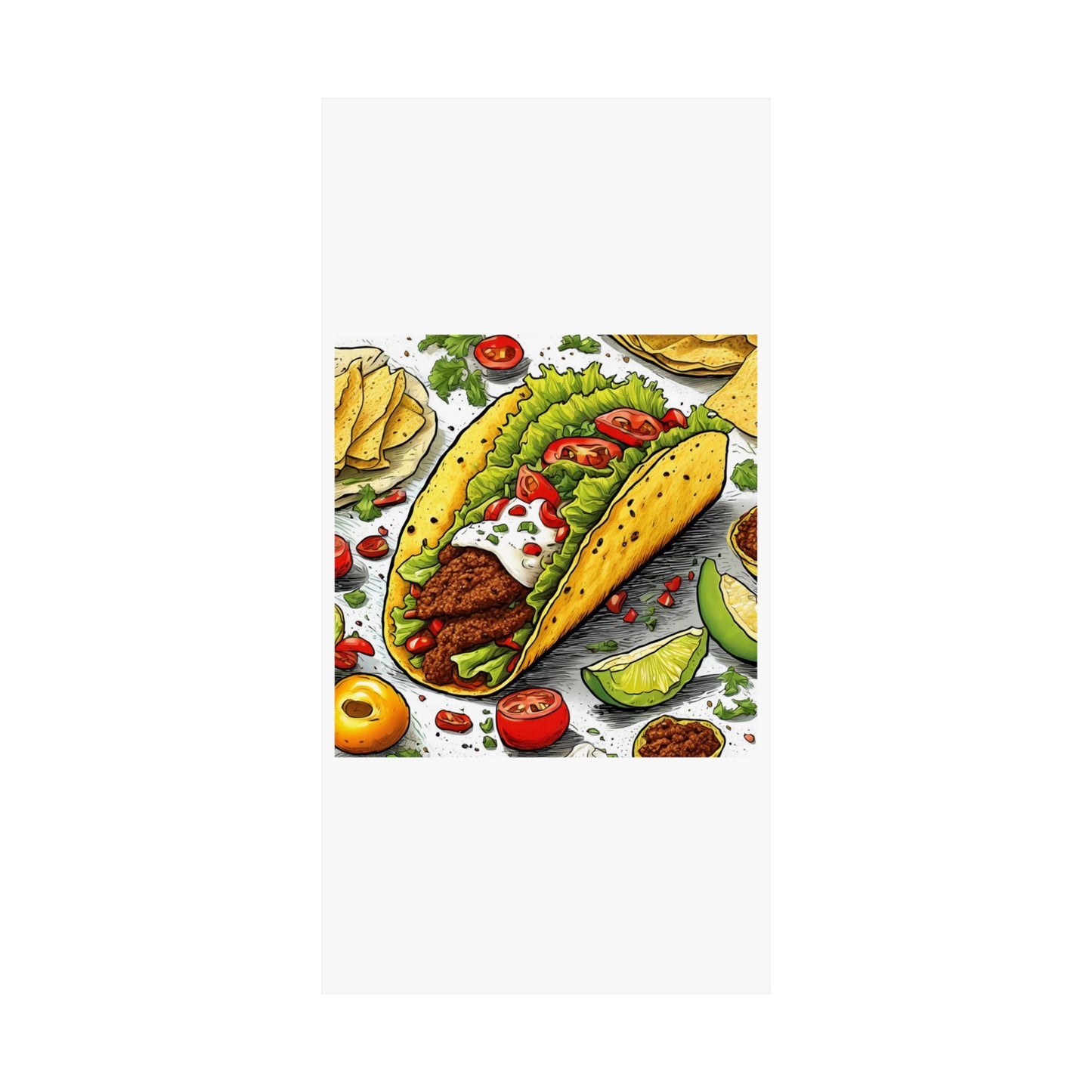 Bold Taco Illustration Foodie Gift Art Poster