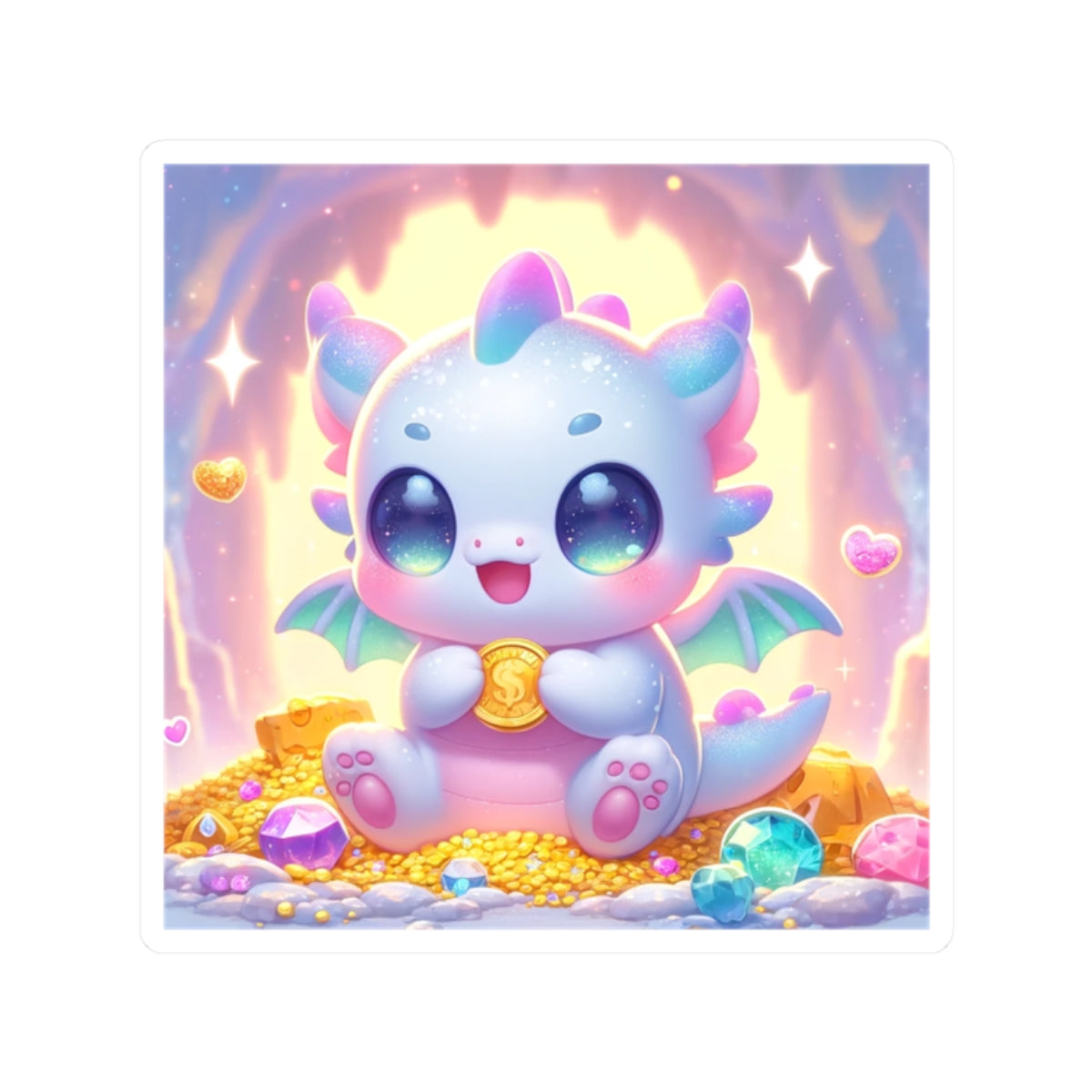 Pastel Treasure Dragon Kawaii Fantasy Sticker