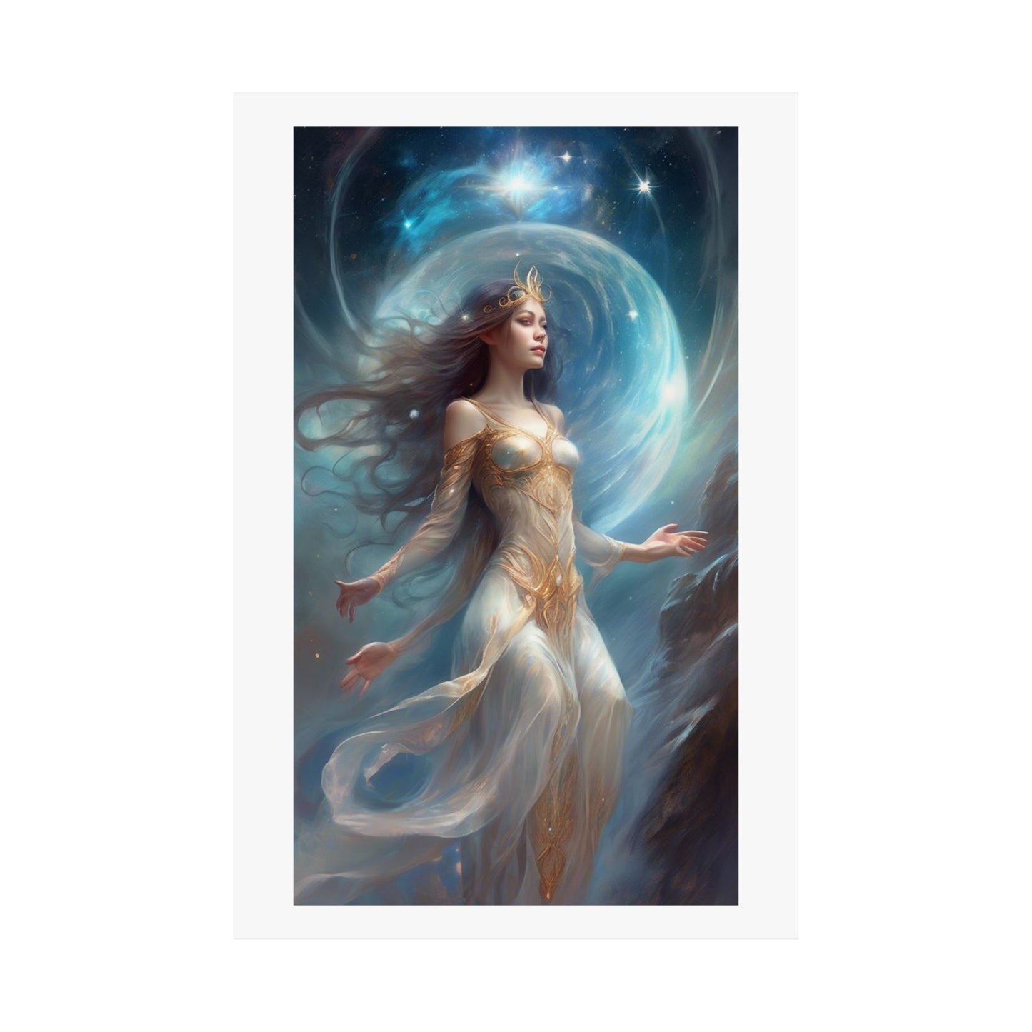 Lunar Celestial Queen Fantasy Portrait Poster