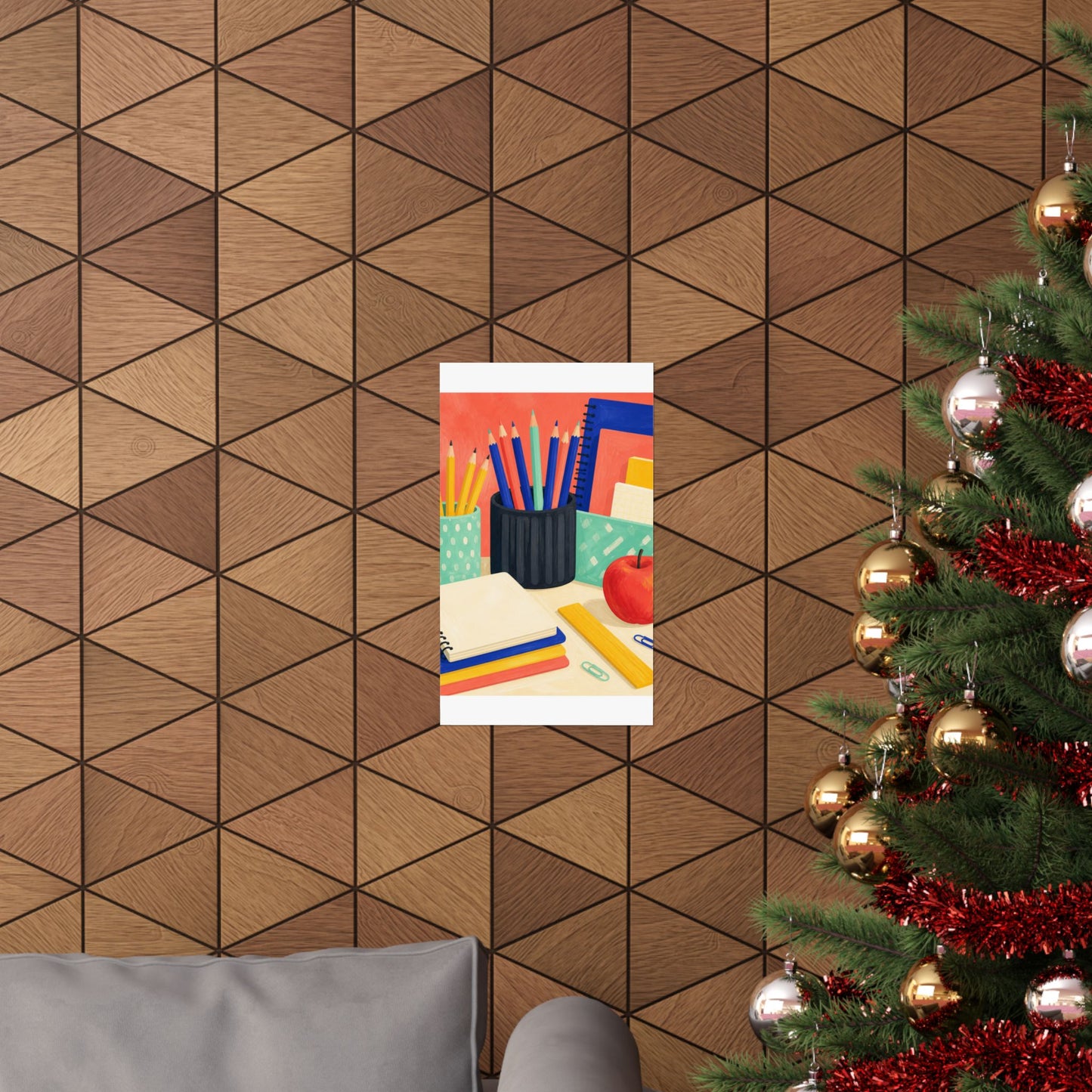 Colorful Teacher Desk Supplies Art Poster