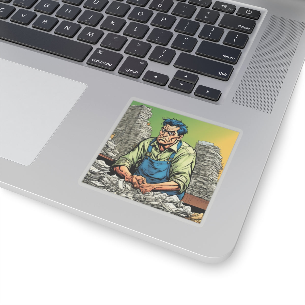Paperwork Chaos Desk Worker Funny Office Art Sticker