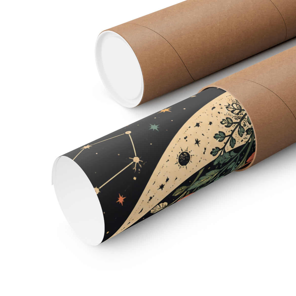 Celestial Wildflower Crescent Moon Botanical Art Poster