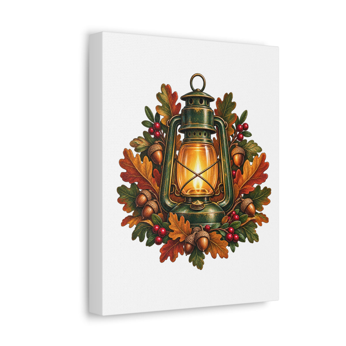 Autumn Oak Lantern and Acorns Canvas