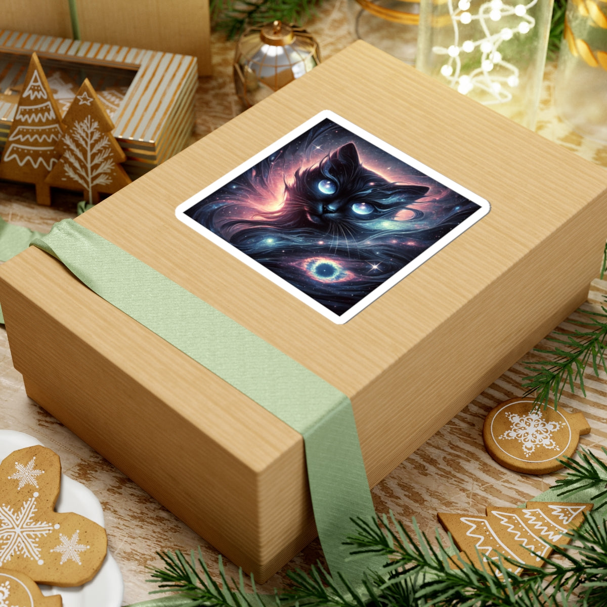 Cosmic Black Cat Galaxy Celestial Sticker