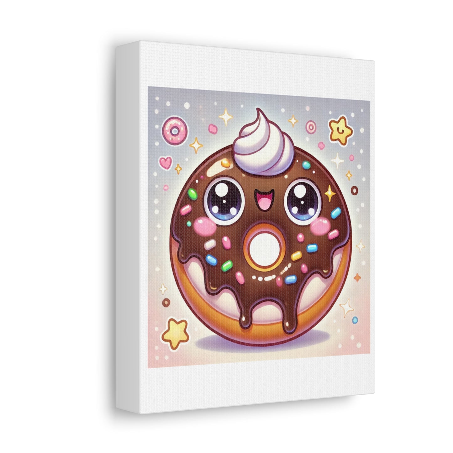 Kawaii Chocolate Donut Cute Dessert Canvas Wall Art