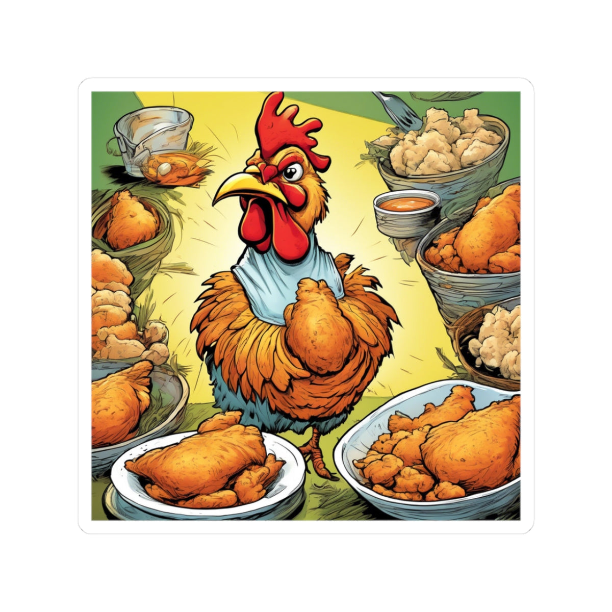 Funny Chicken Fried Food Comfort Food Art Sticker