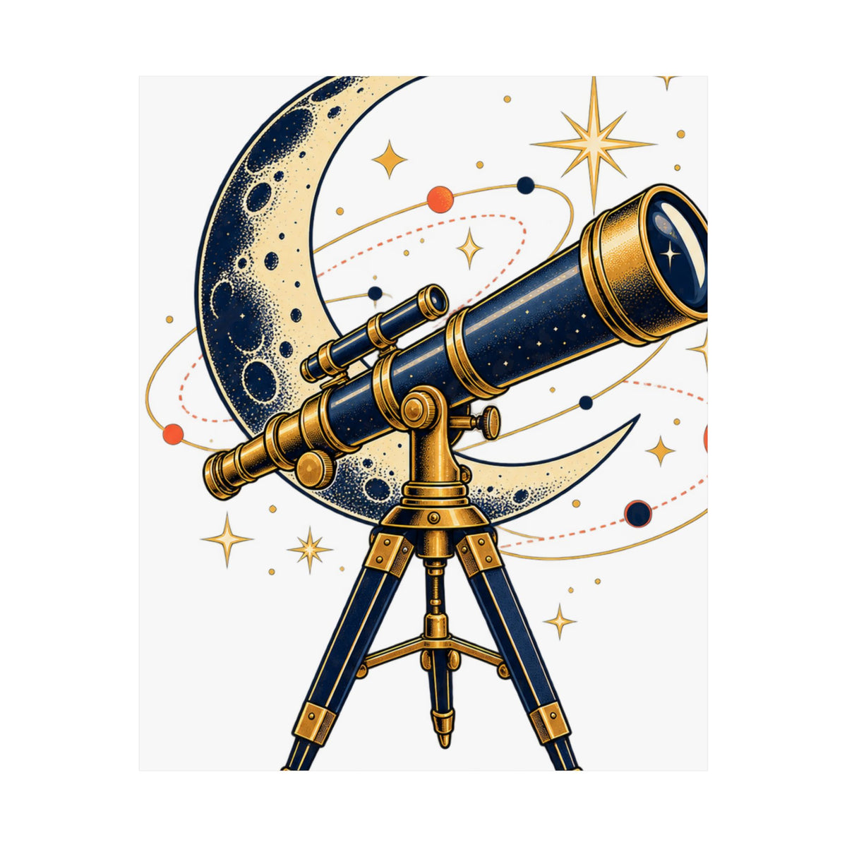 Vintage Telescope Celestial Astronomy Poster