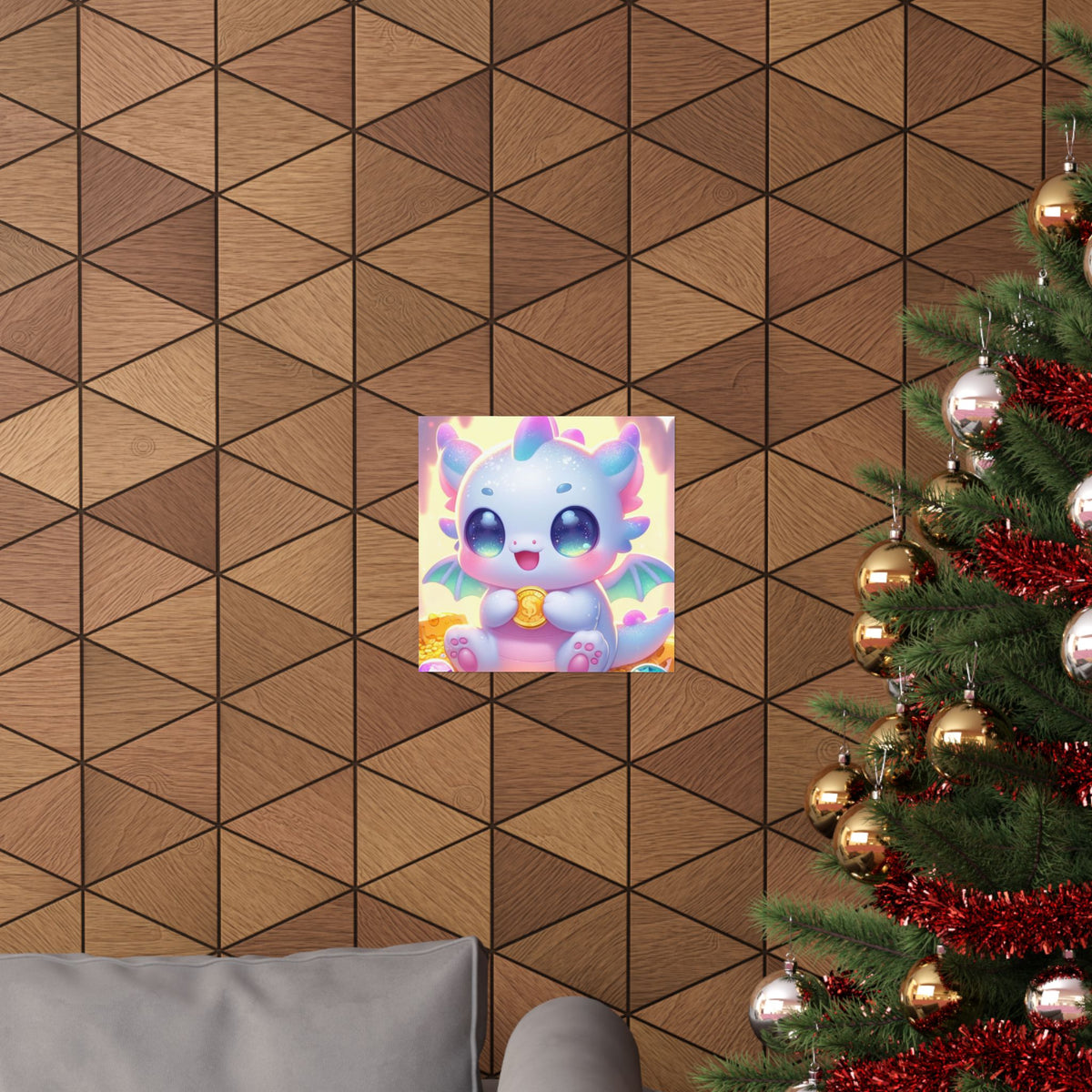 Pastel Treasure Dragon Kawaii Fantasy Wall Art Poster
