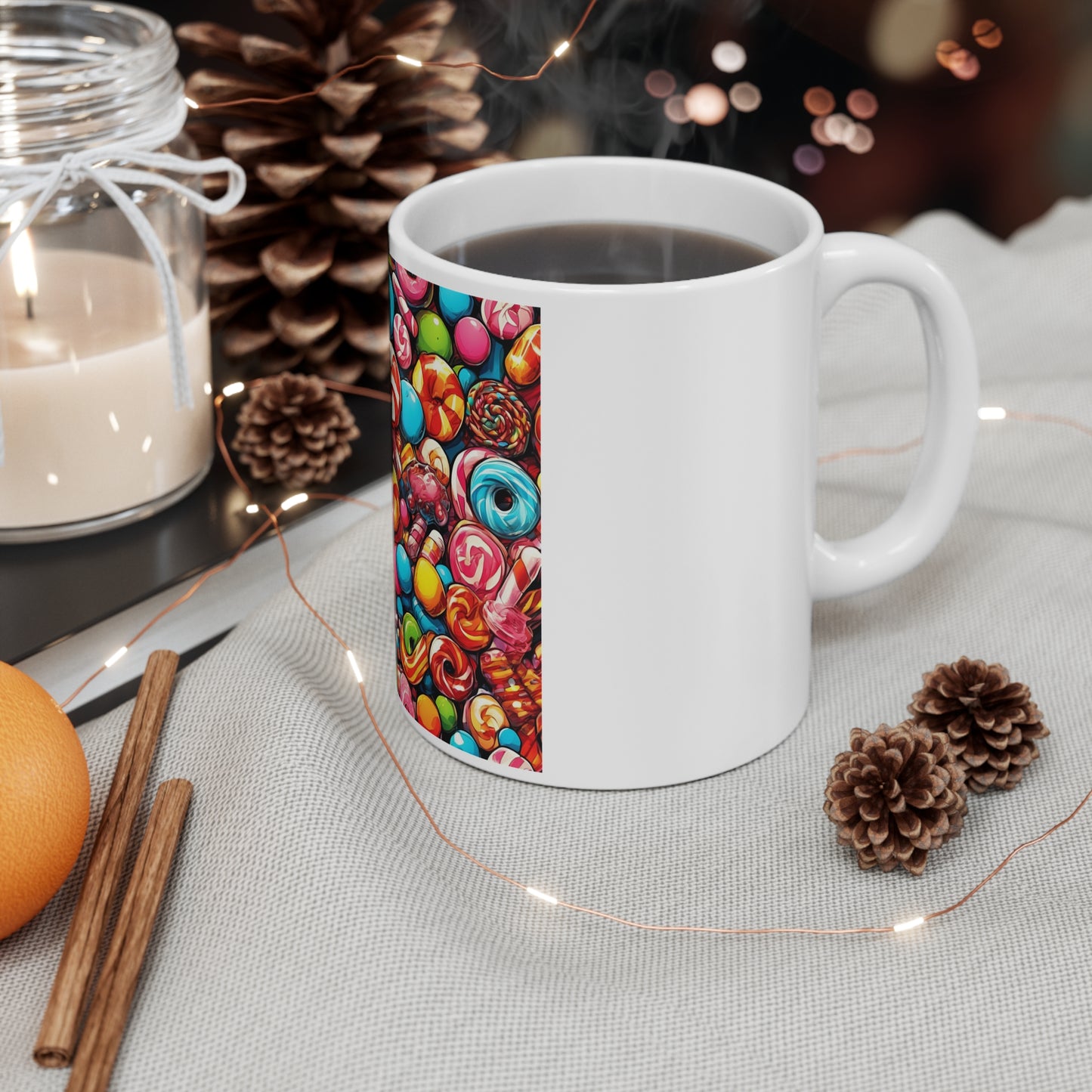Colorful Candy and Lollipop Pattern Coffee Mug