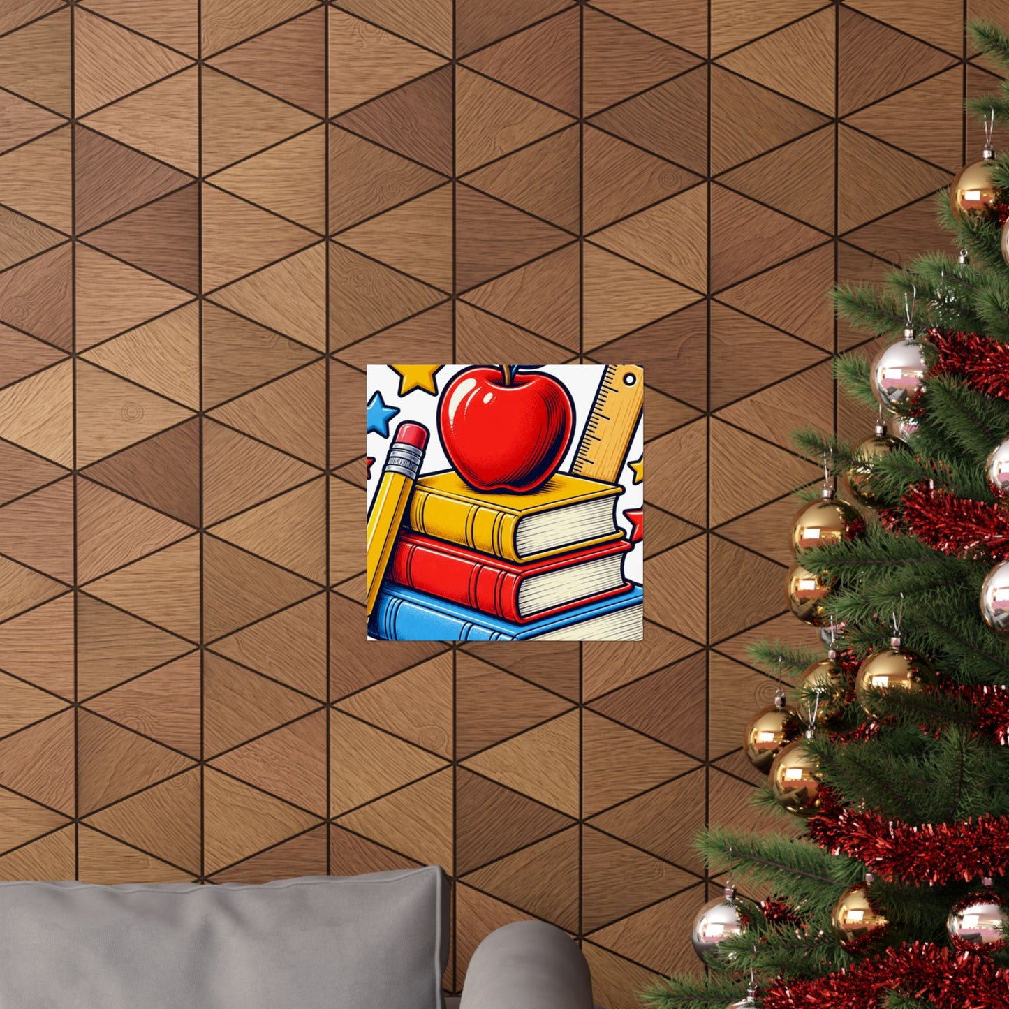 Retro School Books Apple Teacher Appreciation Art Poster