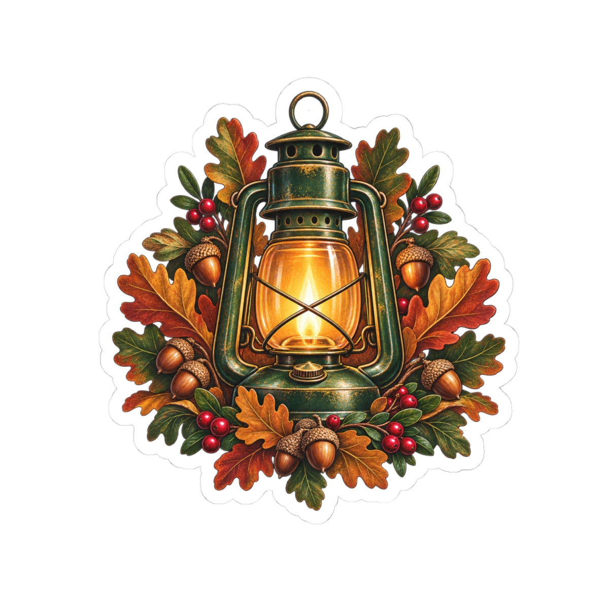 Autumn Oak Lantern and Acorns Sticker