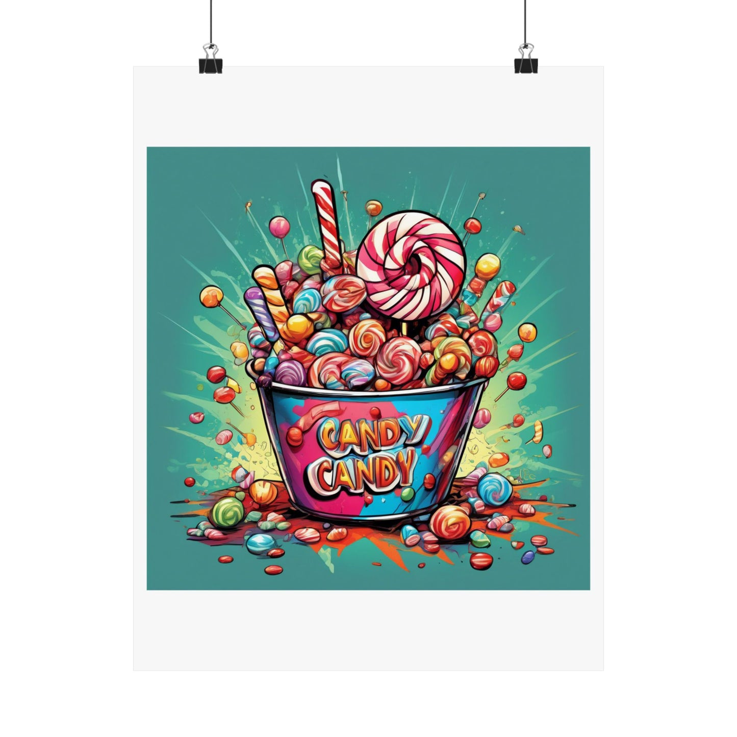 Holiday Candy Bucket Sweets Gift Art Poster