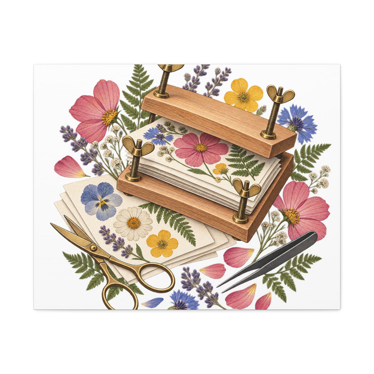 Botanical Flower Press Workshop Canvas