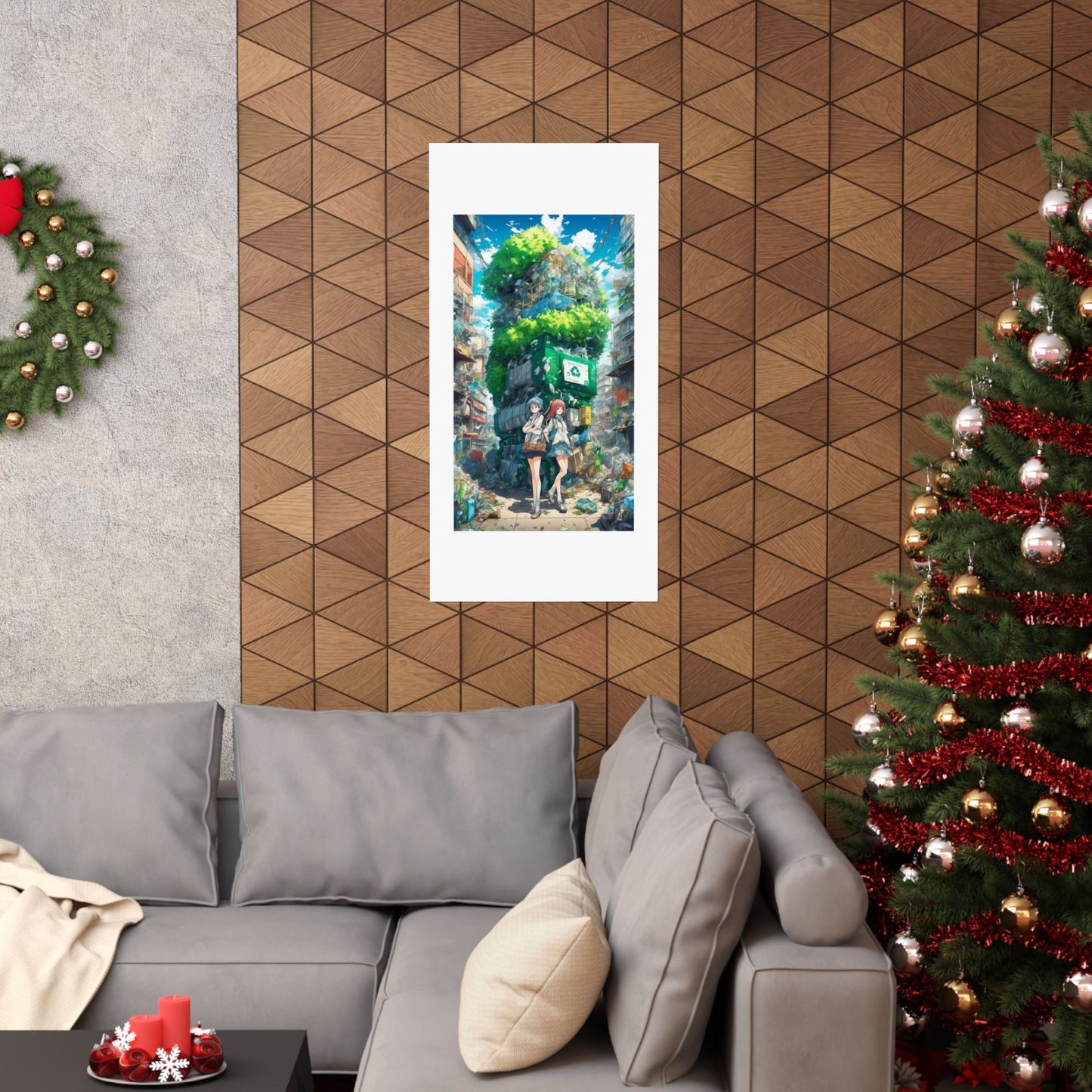 Urban Recycling Anime Friends Green City Wall Poster