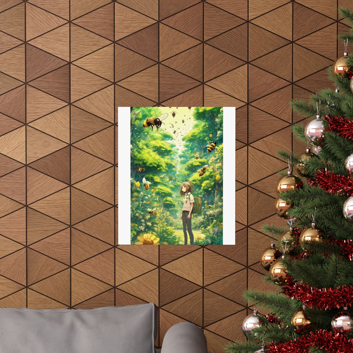 Bee Garden Explorer Anime Nature Art Poster