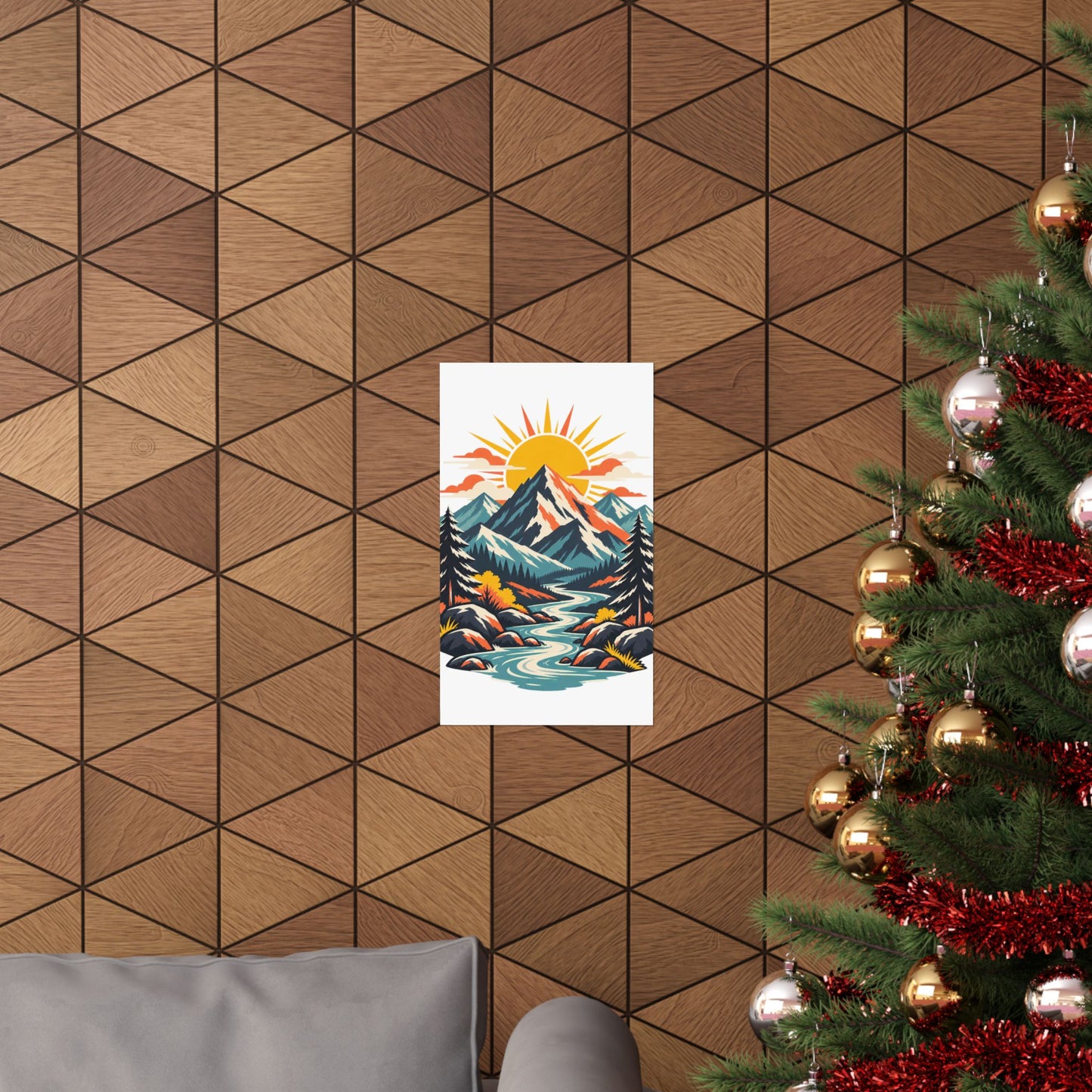Alpine Sunrise River Mountain Adventure Art Poster