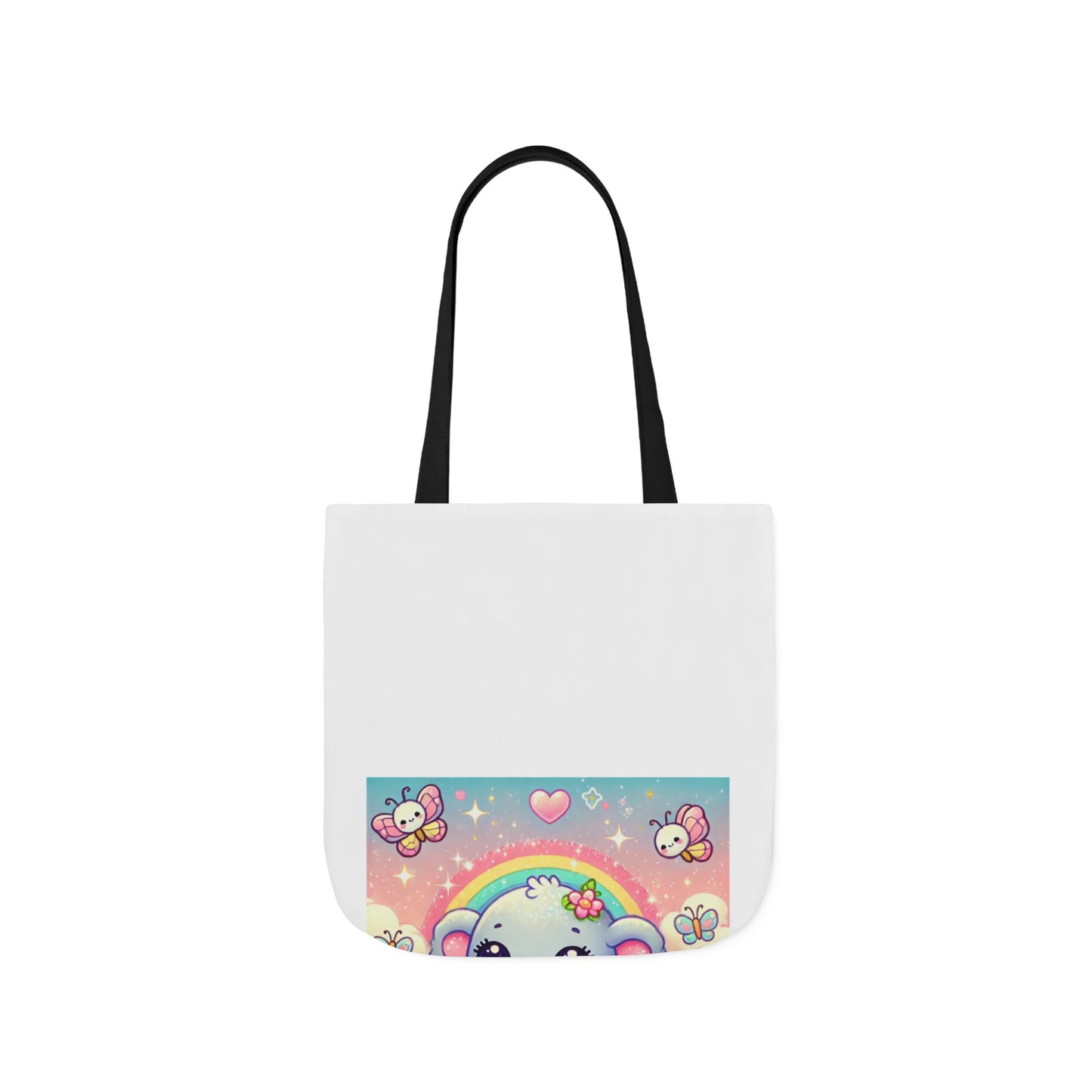 Pastel Rainbow Baby Elephant Floral Canvas Tote Bag