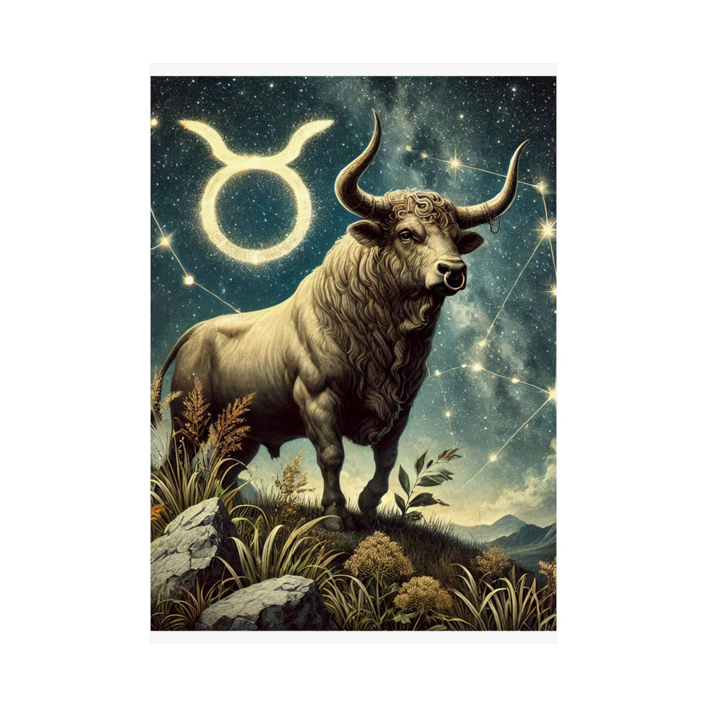Taurus Bull Constellation Celestial Wall Art Poster
