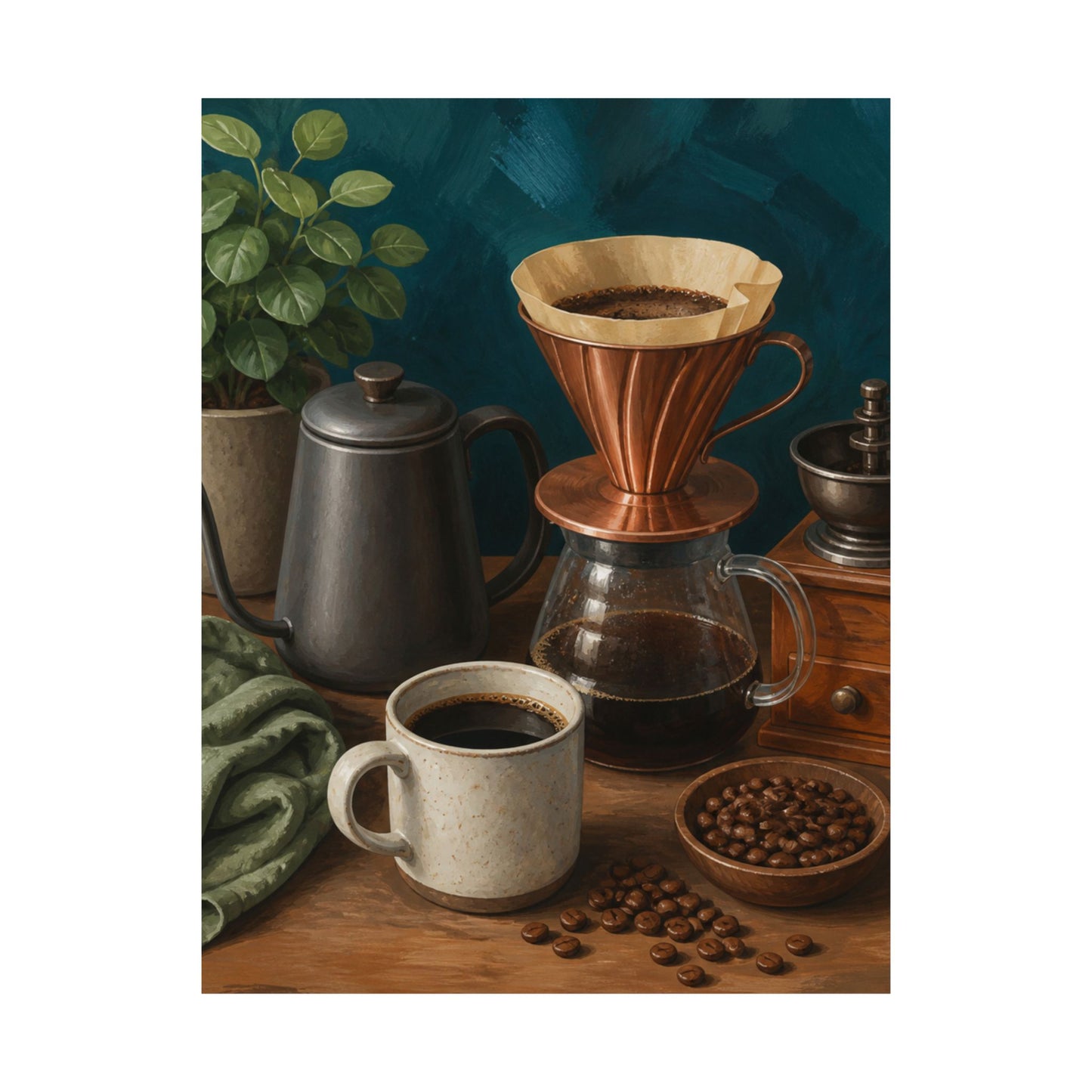 Warm Home Coffee Brewing Art Poster