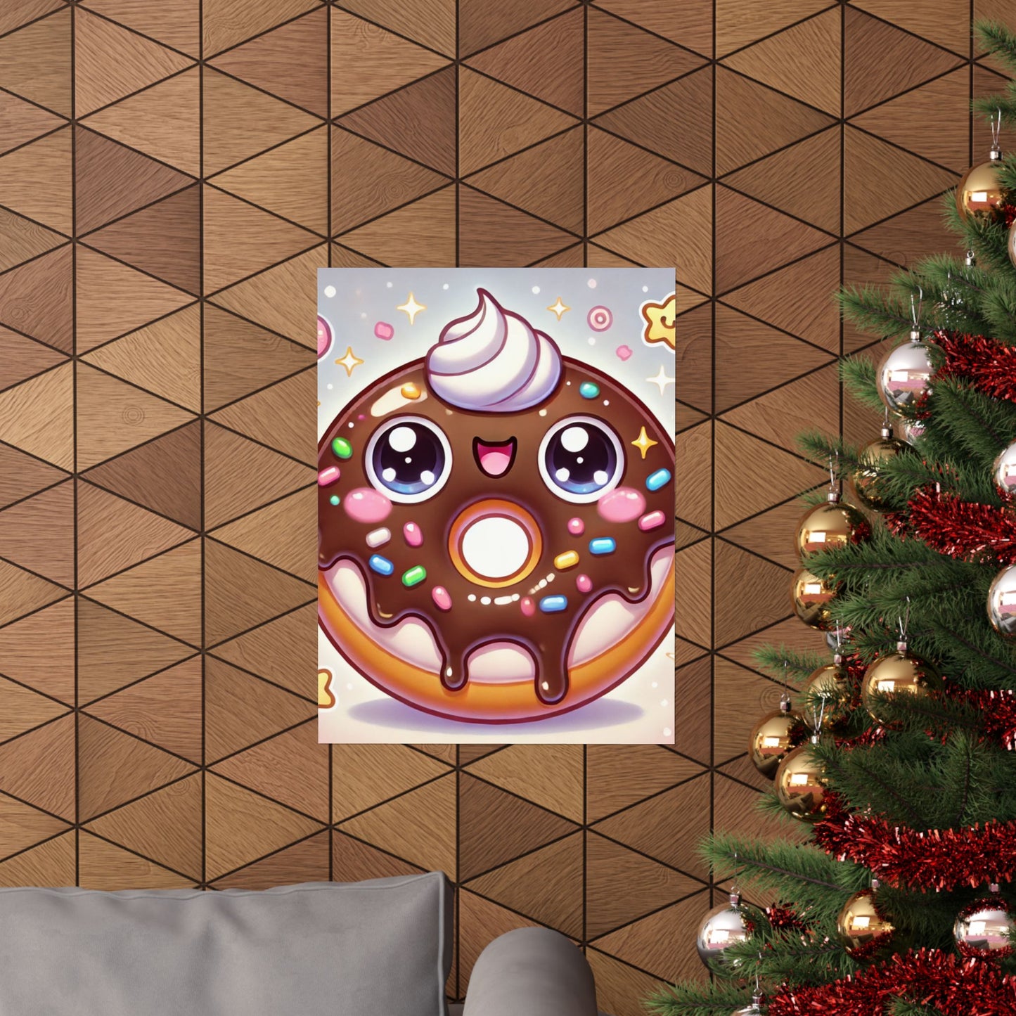 Kawaii Chocolate Donut Cute Dessert Art Poster