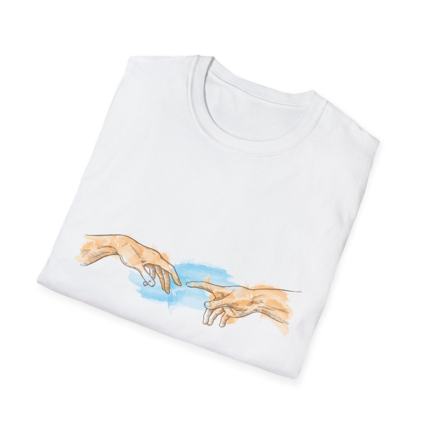 Creation of Adam Hands Graphic T-Shirt Michelangelo Inspired Art Tee Minimal Renaissance Aesthetic Inspired Unisex Shirt