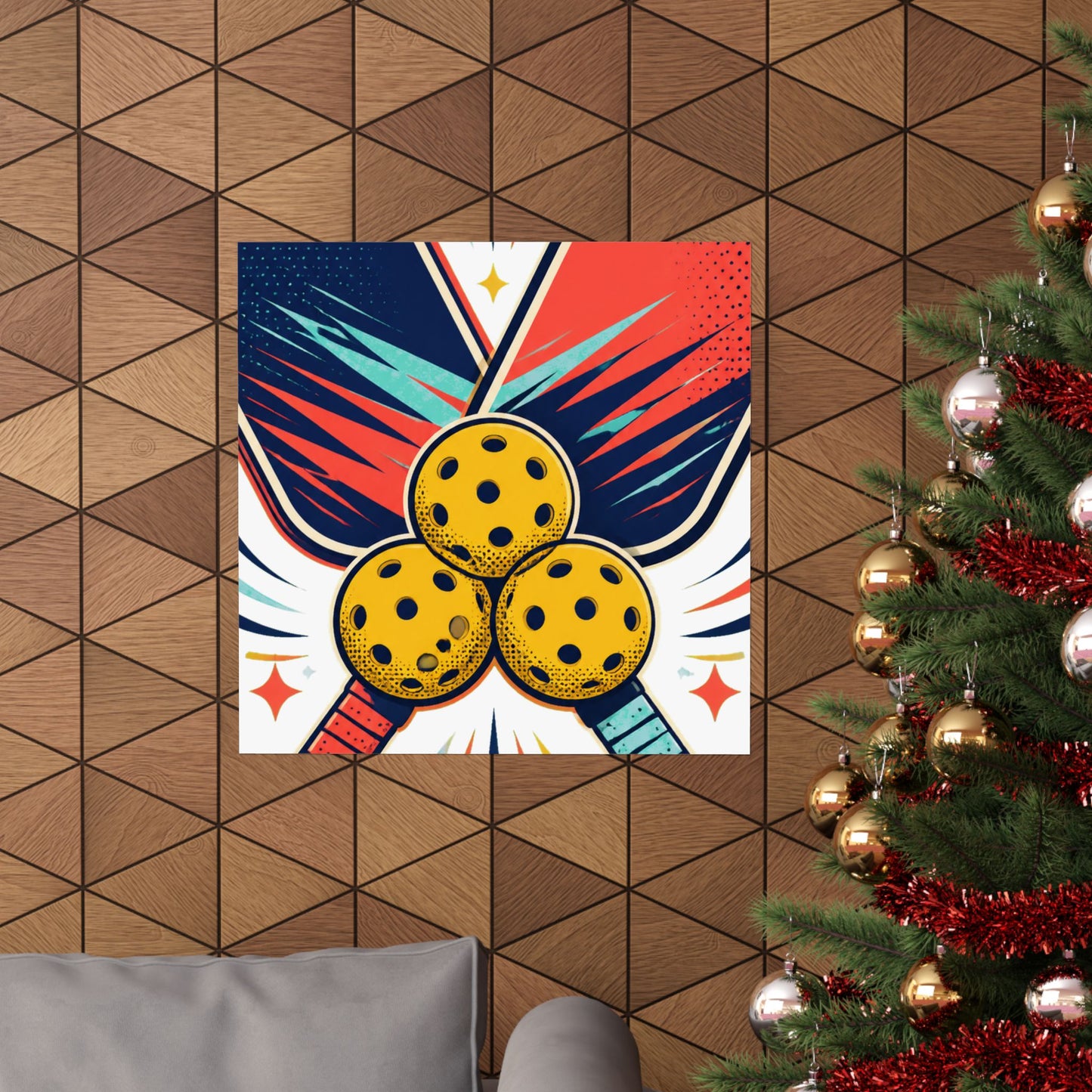 Retro Pickleball Paddles Recreational Sports Art Poster
