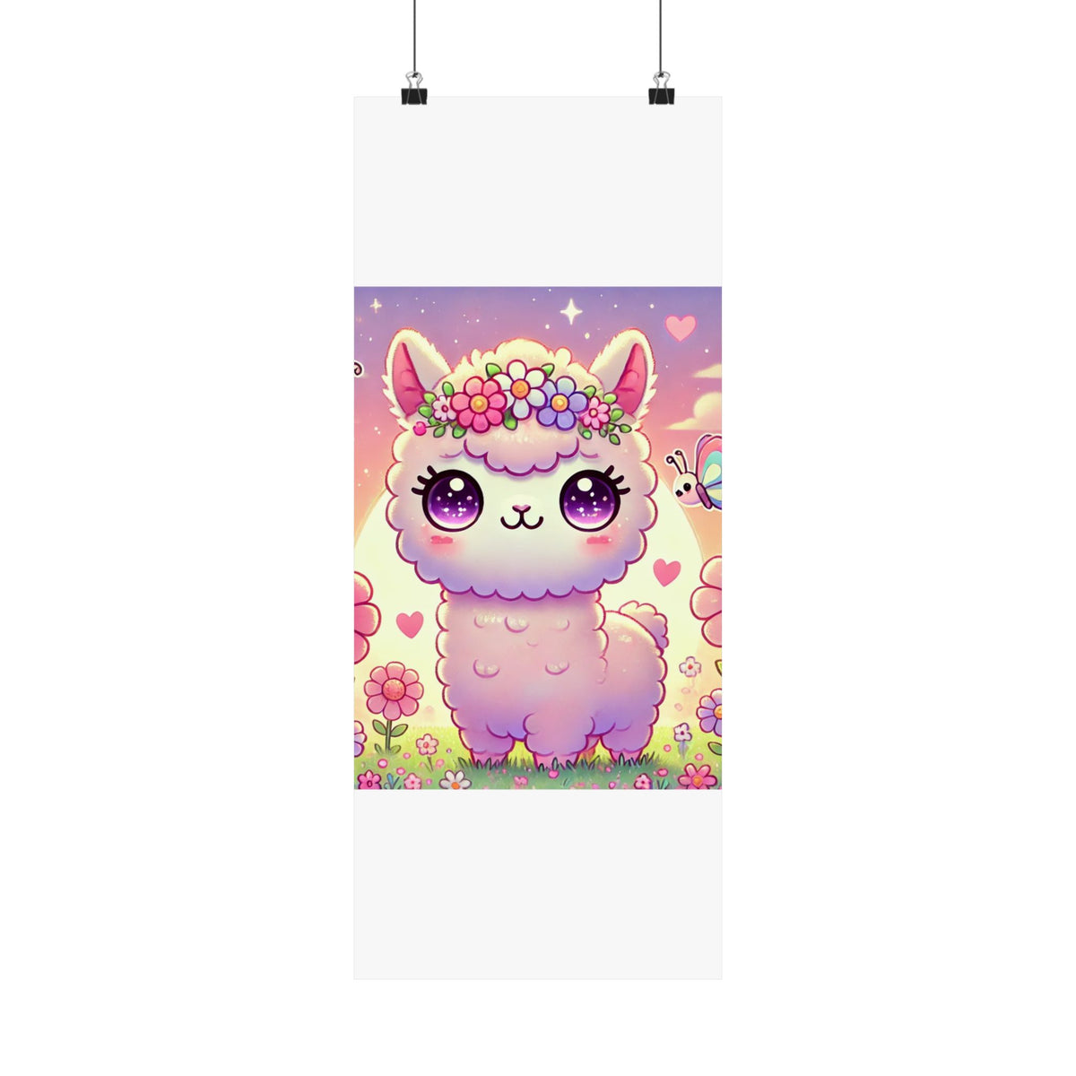 Pastel Floral Alpaca Garden Kawaii Wall Art Poster