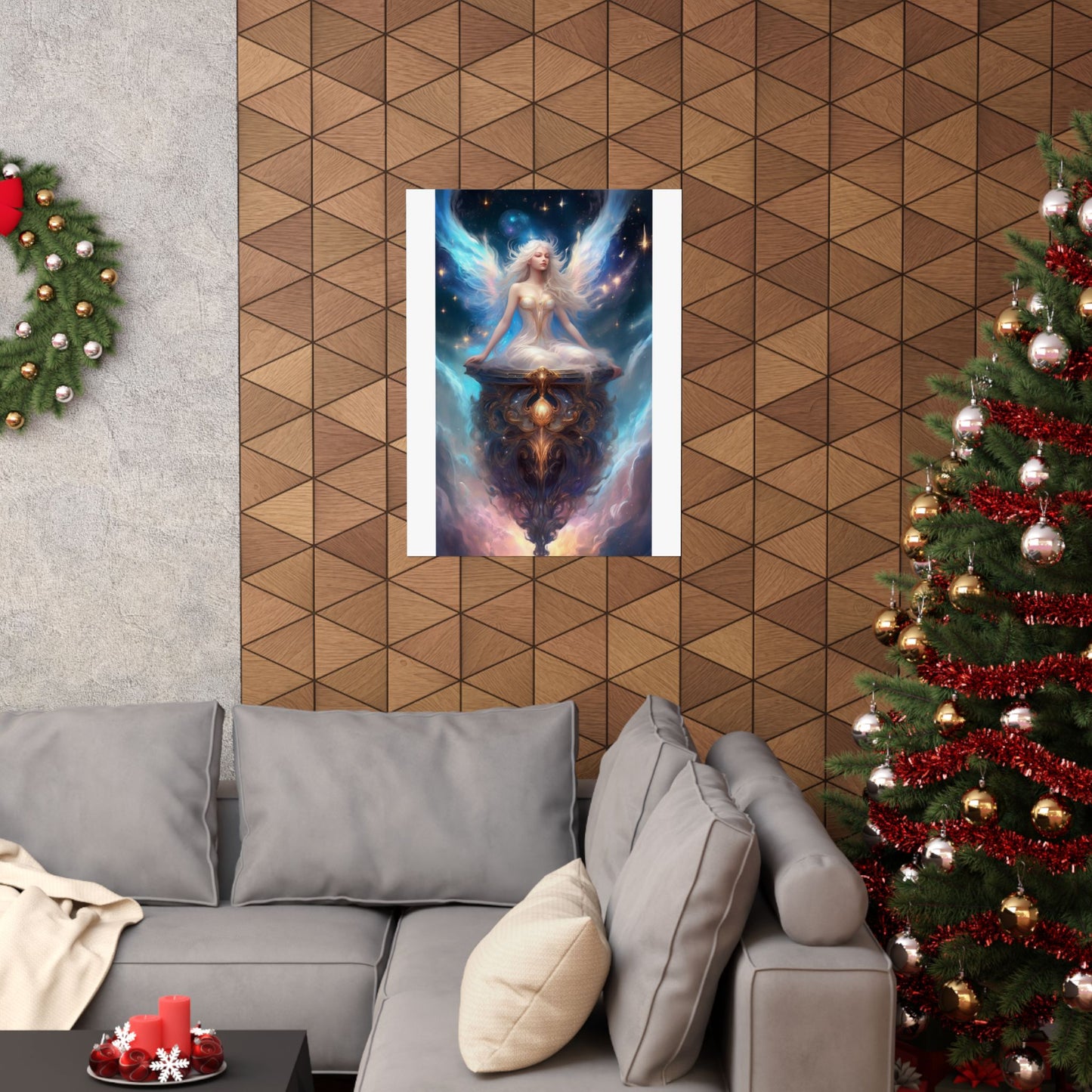 Celestial Winged Meditation Fantasy Portrait Poster