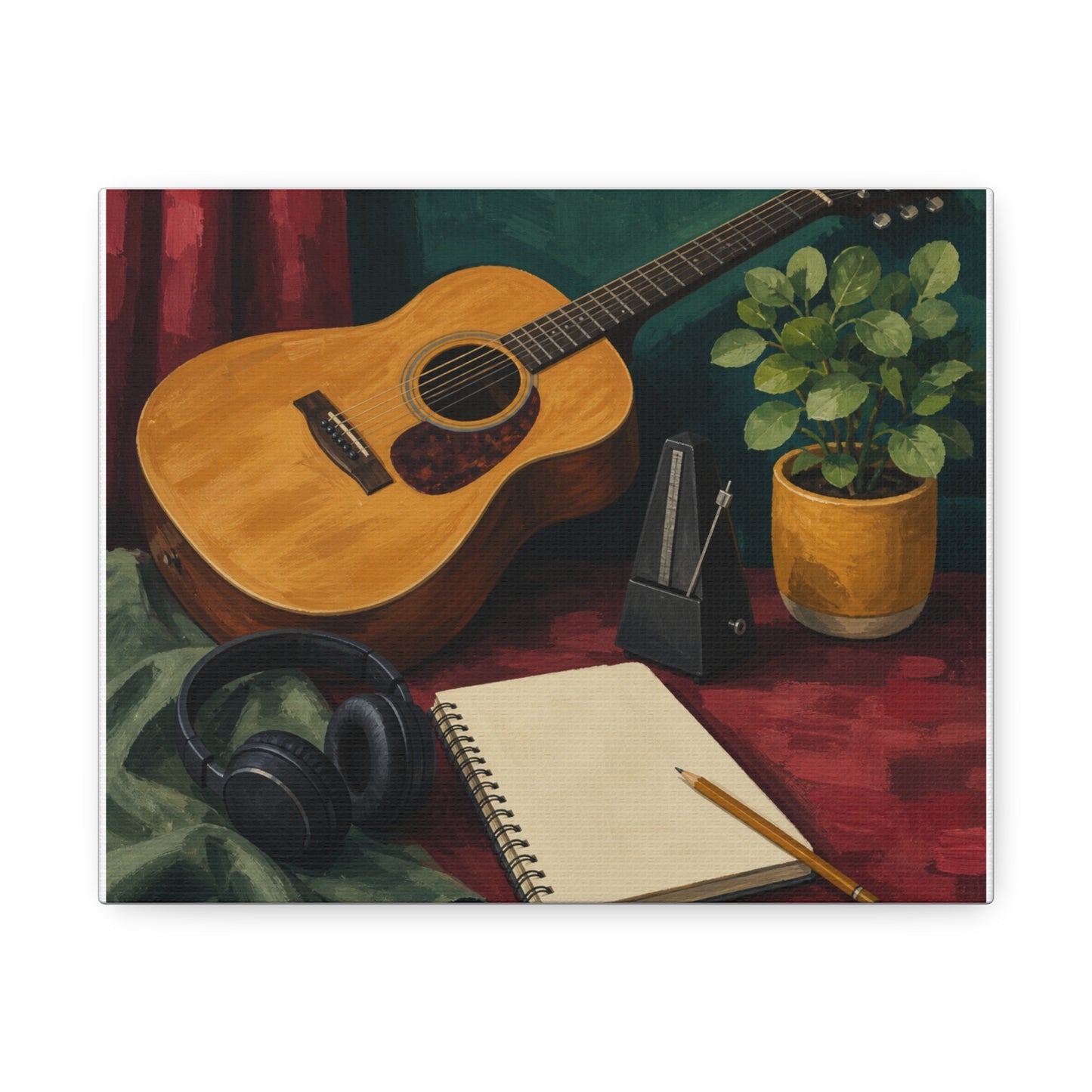 Cozy Acoustic Music Practice Art Canvas Art