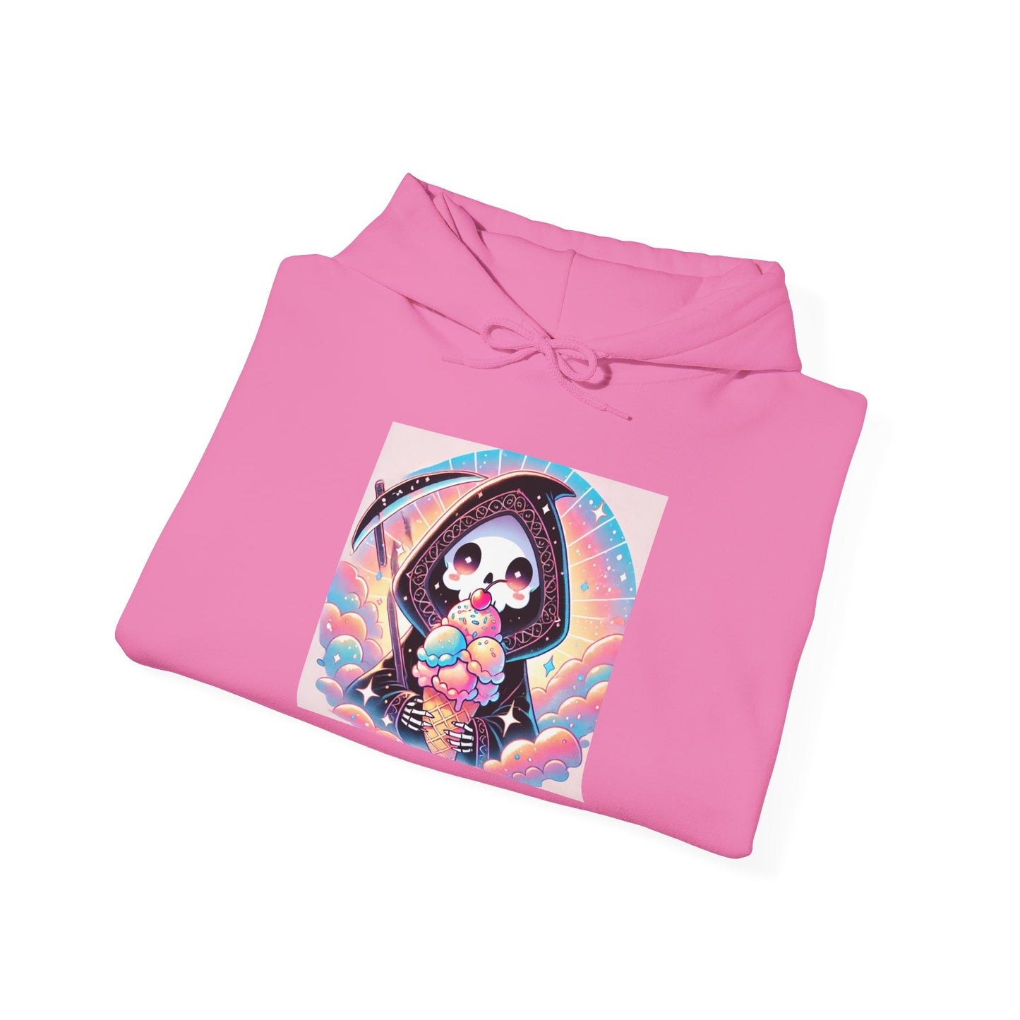 Grim Reaper Kawaii Anime Hoodie - Cute Ice Cream Design - Unisex Comfortable Hooded Sweatshirt - Fun & Stylish Gift Idea!