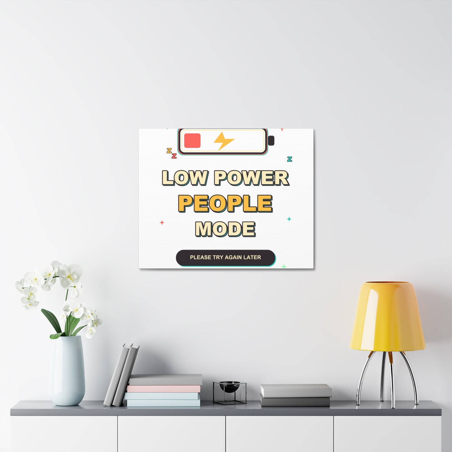 Low Power People Mode Funny Introvert Social Battery Canvas