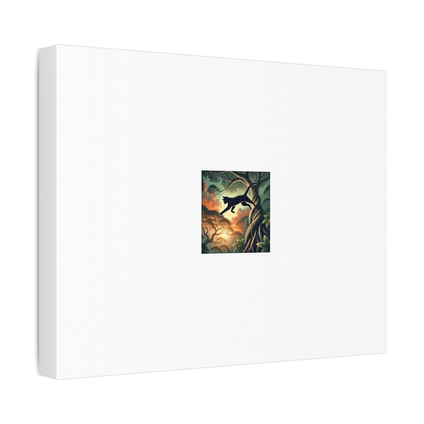 Enchanted Black Cat Forest Canvas Fantasy Cat Wall Art Gift