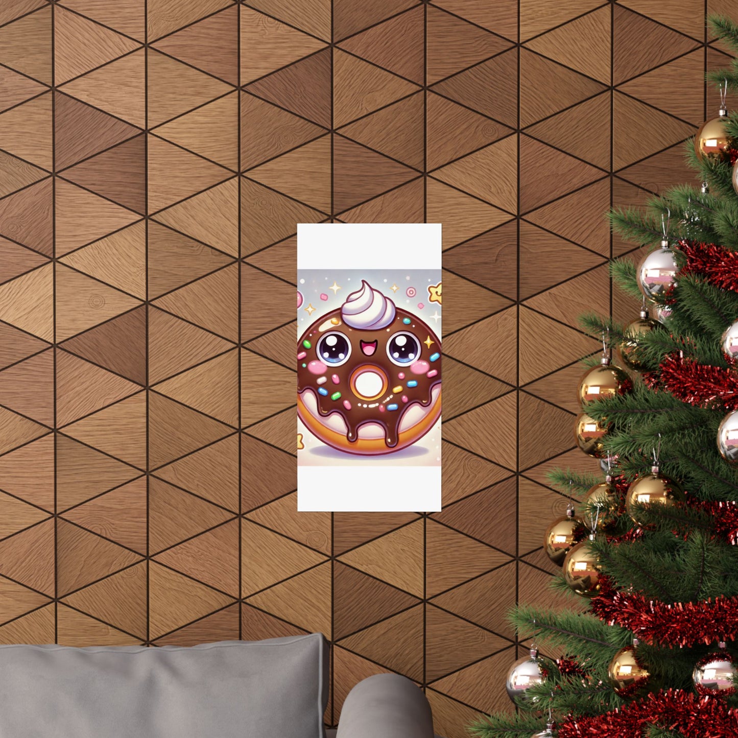 Kawaii Chocolate Donut Cute Dessert Art Poster