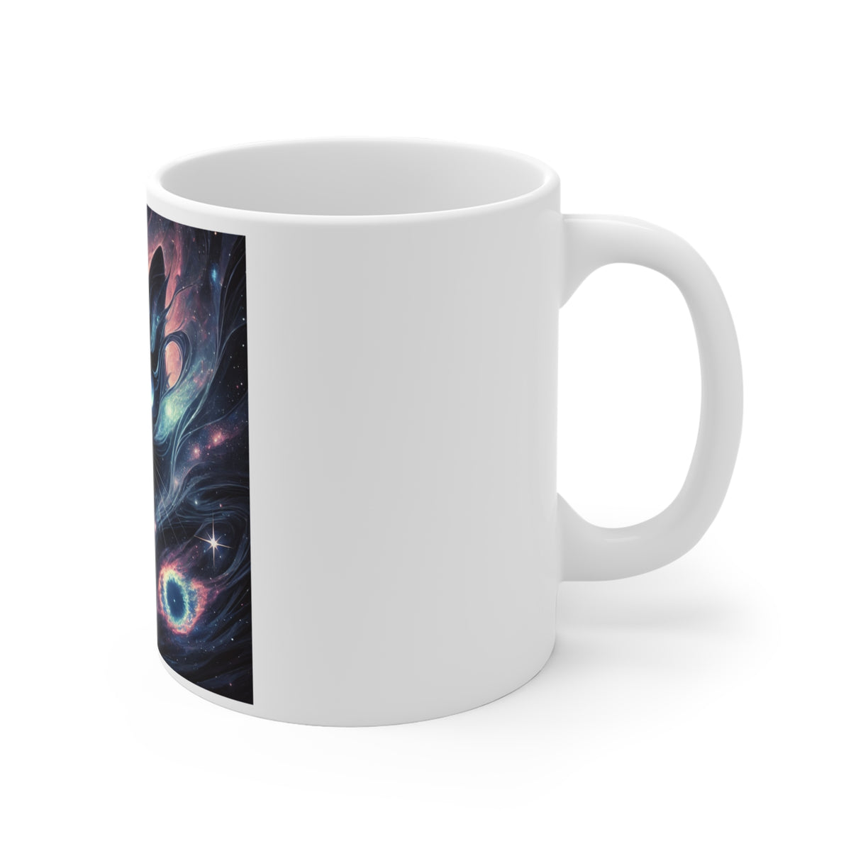 Cosmic Black Cat Galaxy Celestial Coffee Mug