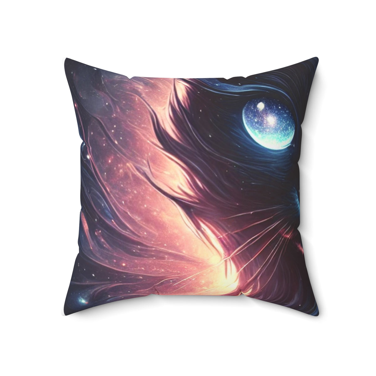 Cosmic Black Cat Galaxy Celestial Decorative Pillow