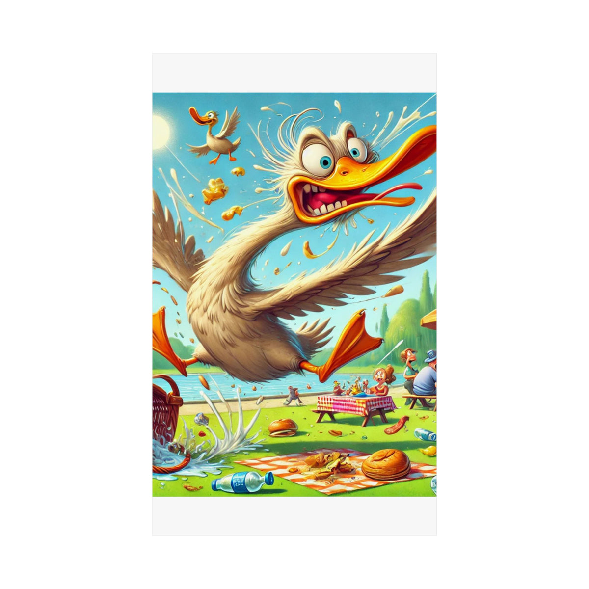 Chaotic Picnic Duck Funny Summer Wall Art Poster