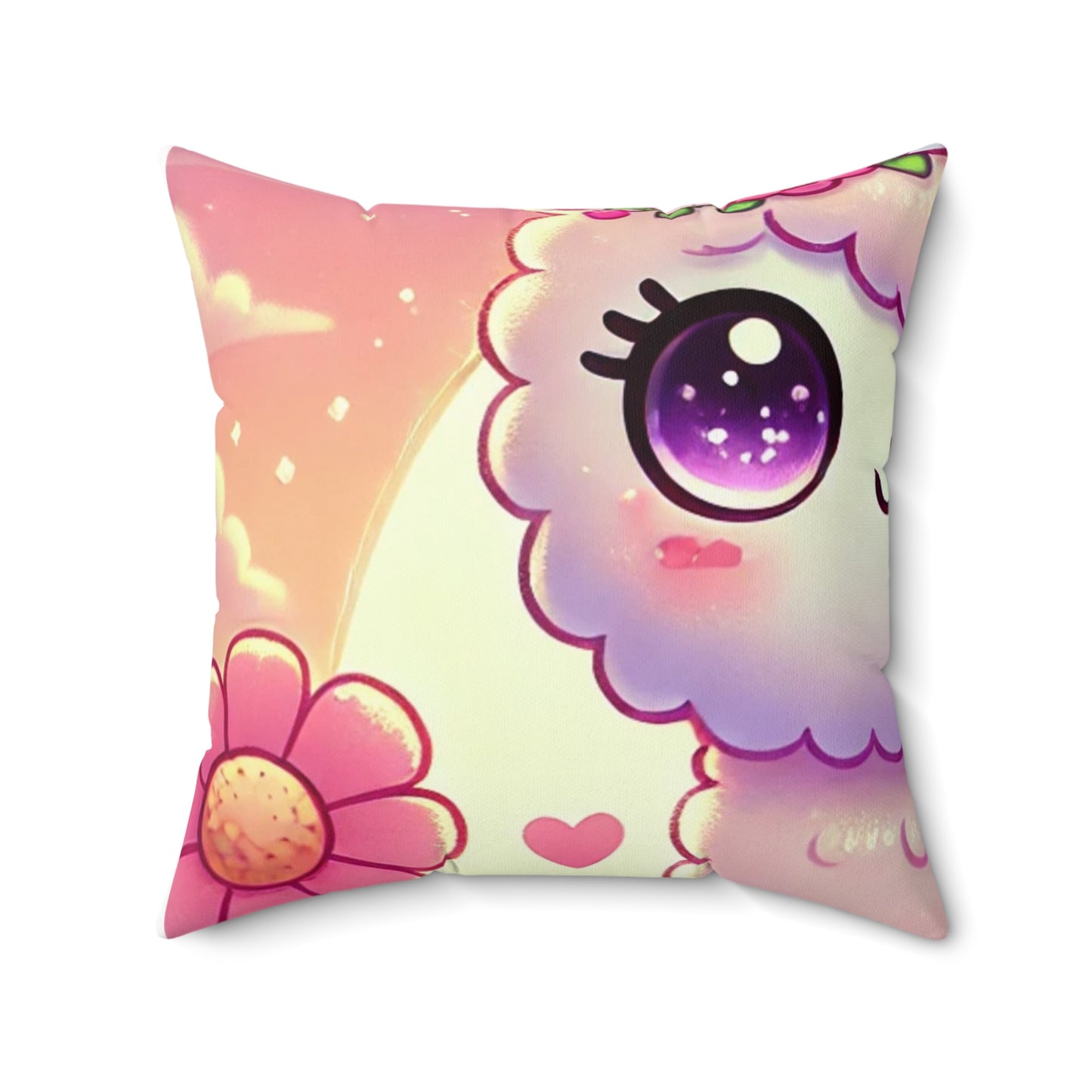 Pastel Floral Alpaca Garden Kawaii Decorative Pillow