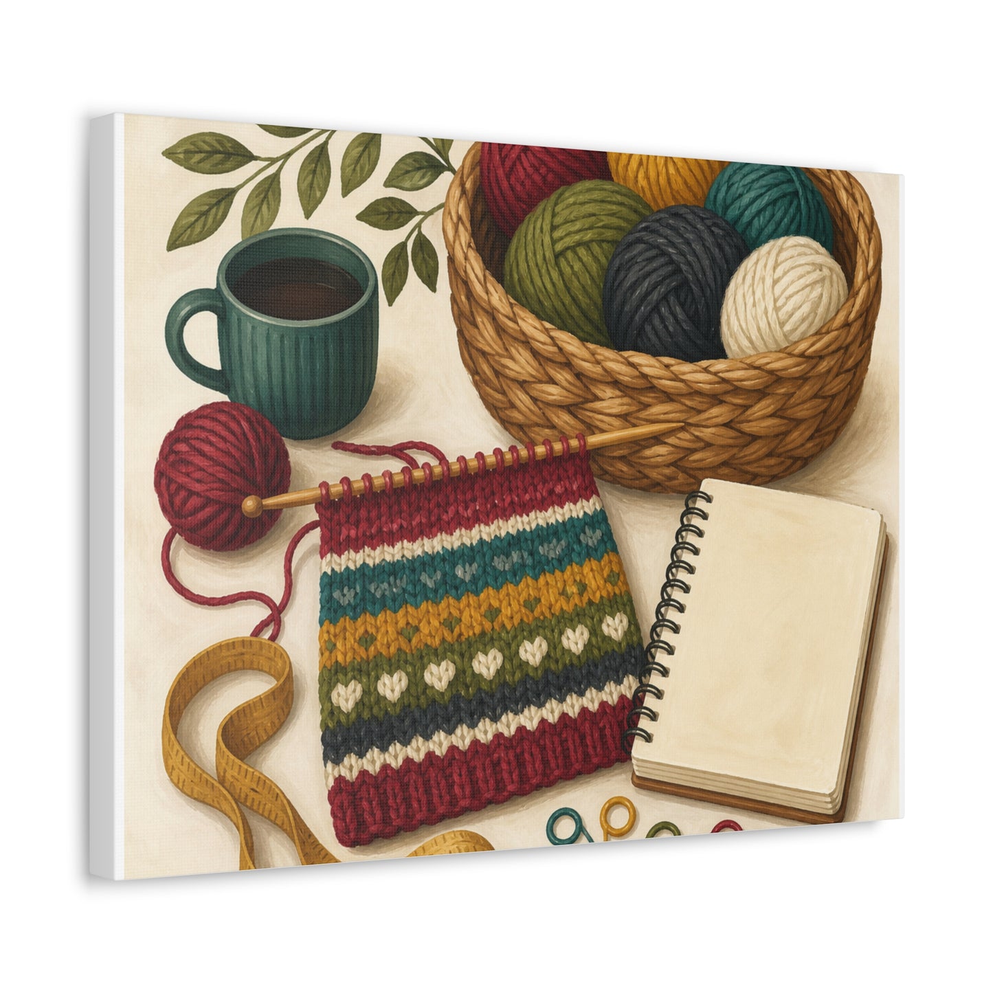 Cozy Knitting and Yarn Hobby Art Canvas Art