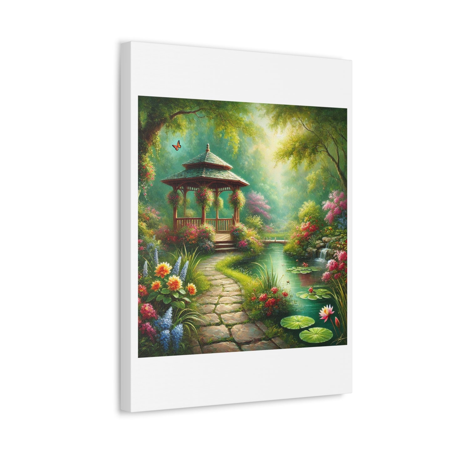 Spring Garden Gazebo Floral Landscape Canvas