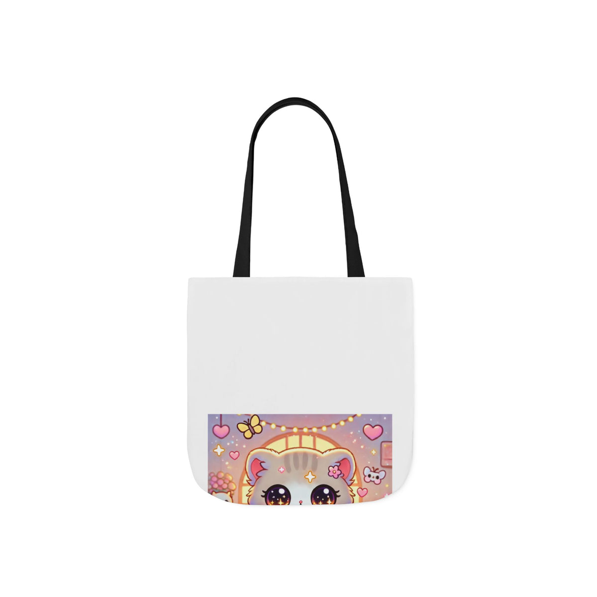 Cozy Kawaii Knitting Cat Pastel Yarn Canvas Tote Bag