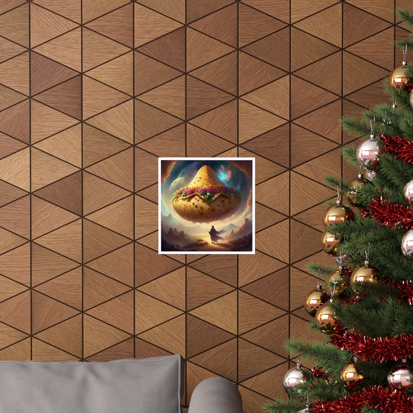 Cosmic Taco Planetoid Surreal Food Fantasy Art Poster