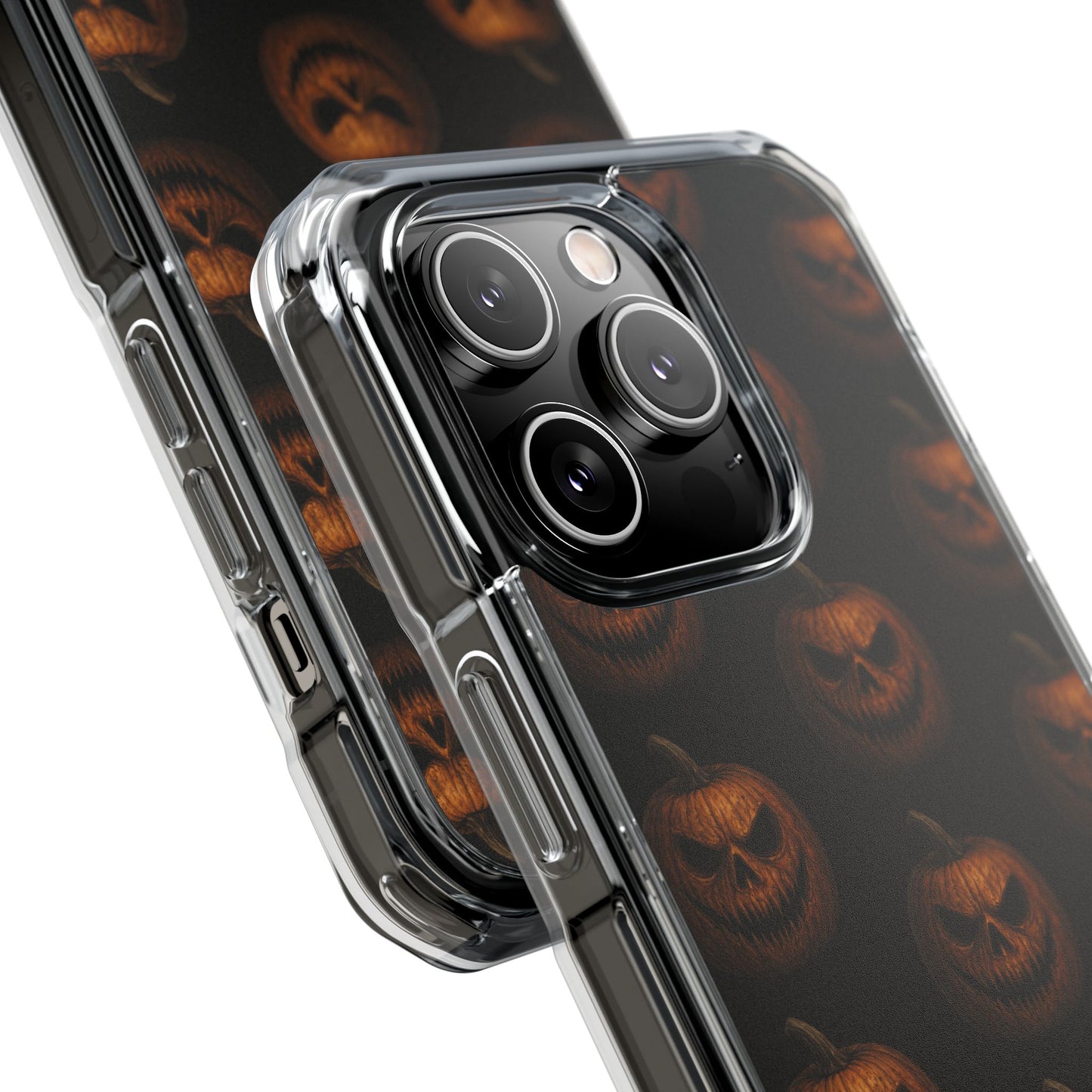 Magnet Cover, Halloween Pumpkin Spooky Phone Case, Horror Jack-O-Lantern Black Case, Magnetic Clear Impact Cover, Scary Cellphone Slim